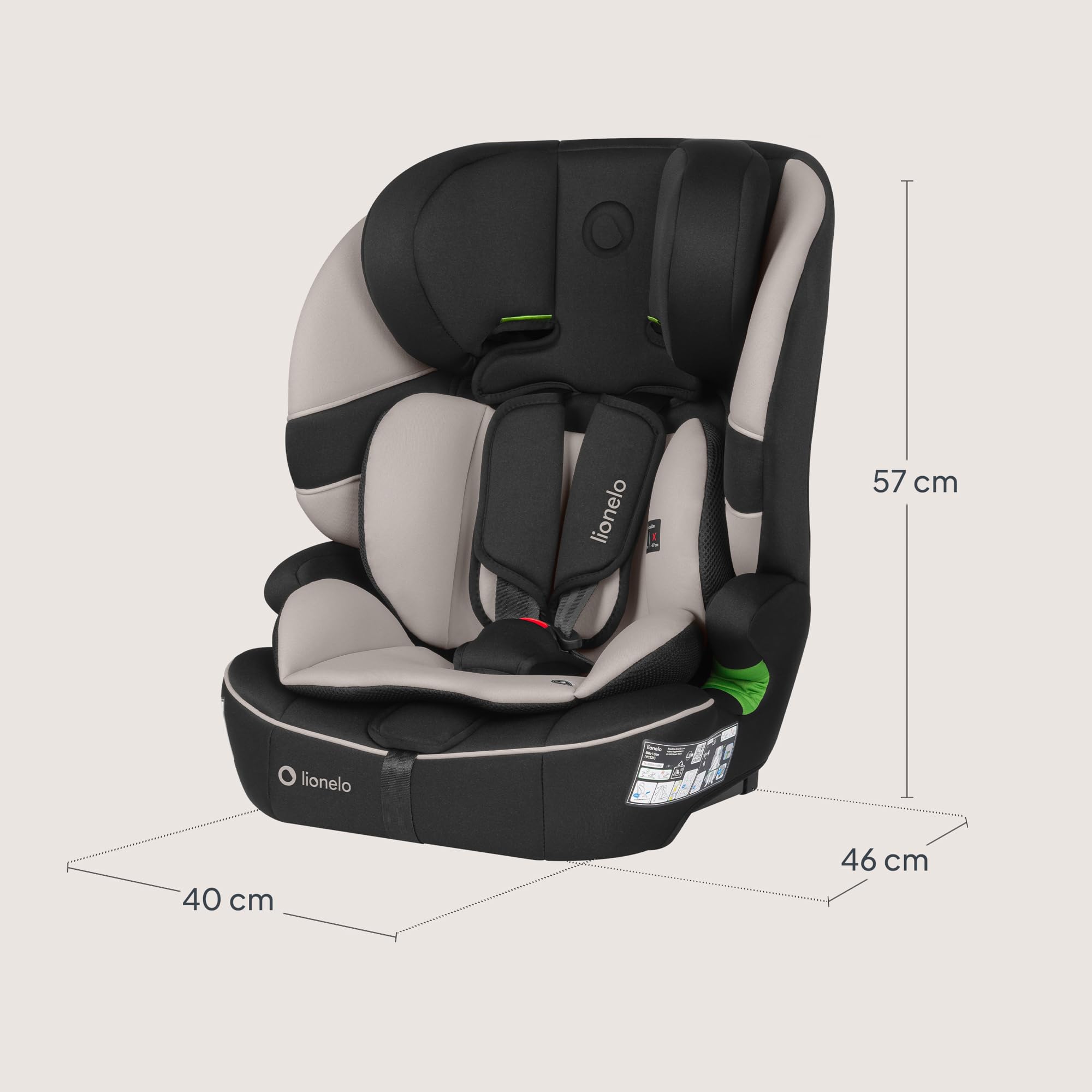 LIONELO Seggiolino Auto BILLY i-Size per Bambini 76–150 cm (15 mesi–12 anni) Installazione ISOFIX o cintura, Poggiatesta 10 Liveli, Protezione laterale, TopTether, Cinture a 5 punti, Ultima Norma R129