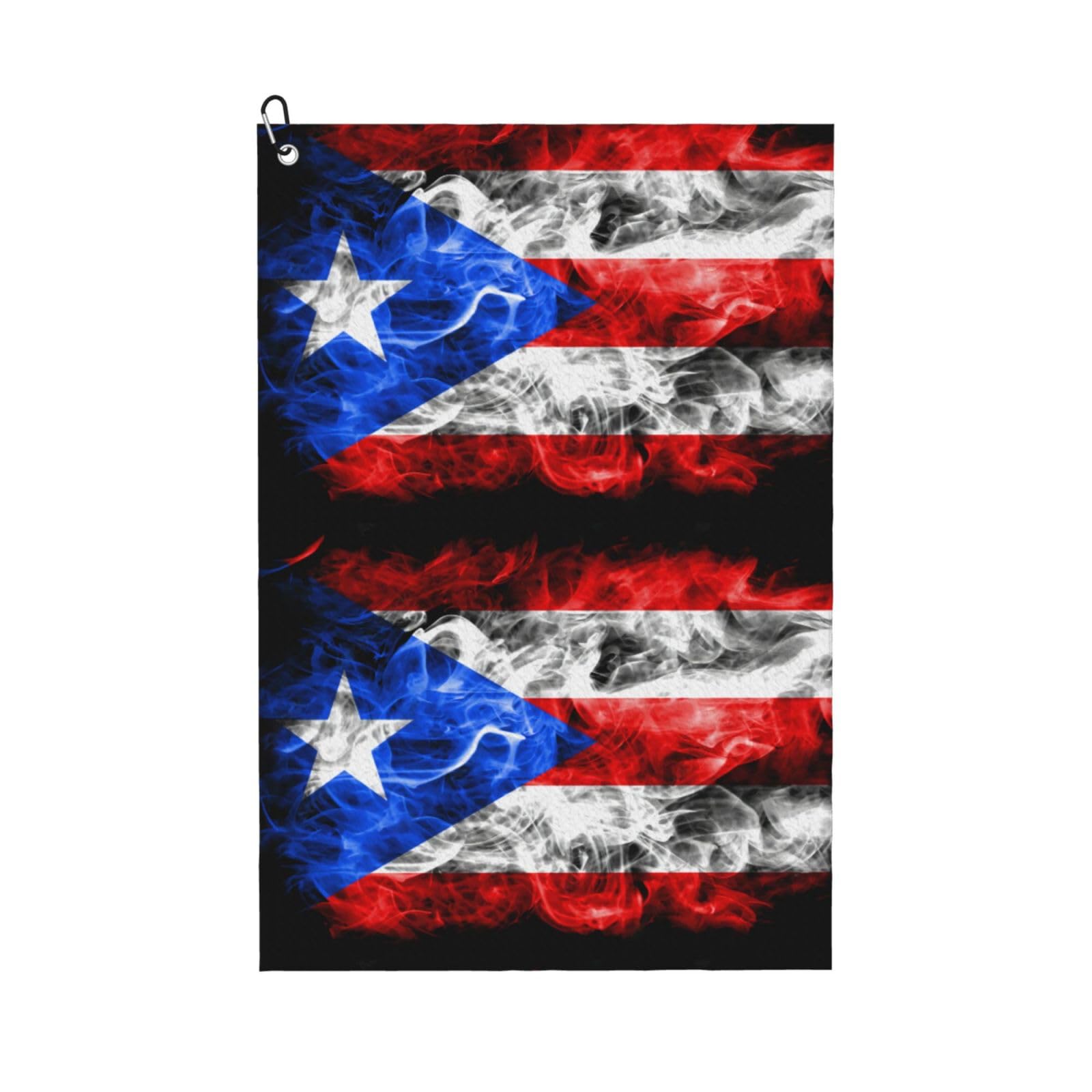 peiyeety Puerto Rico Flag Art Pattern Microfiber Golf Towel with Carabiner Clip, 16x24 Inch Absorbent Waffle Weave Towel for Golf Bags
