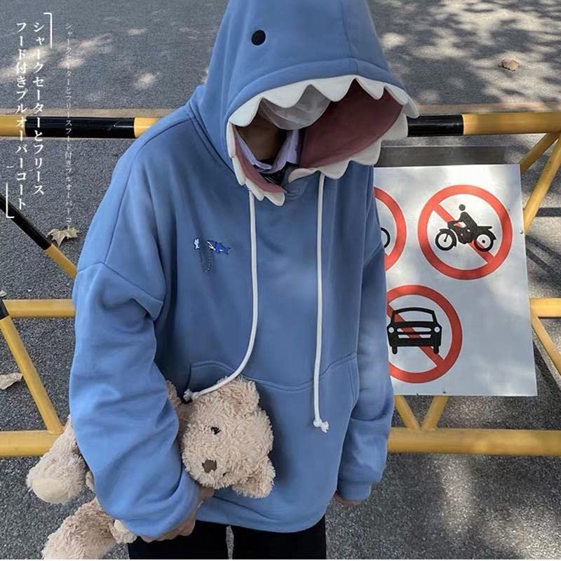 Cute Novelty Shark Hoodie Funny Graphic Oversized Men Teen Boy Pullover Long Sleeve Streetwear Casual Jumper Clothes3