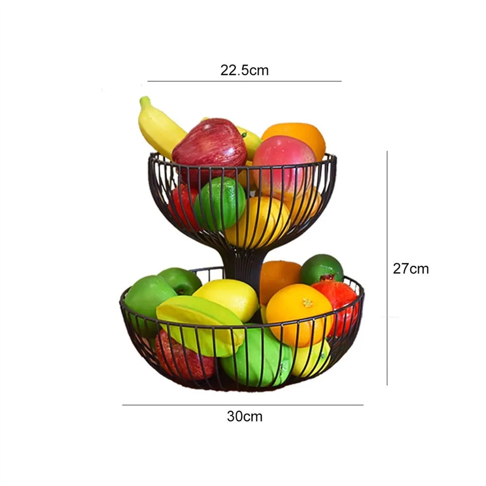 Cestas de frutas Cesta de frutas 2 niveles, cesta Metal, almacenamiento aperitivos y verduras, organizador tazones for mesa comedor, mostrador cocina