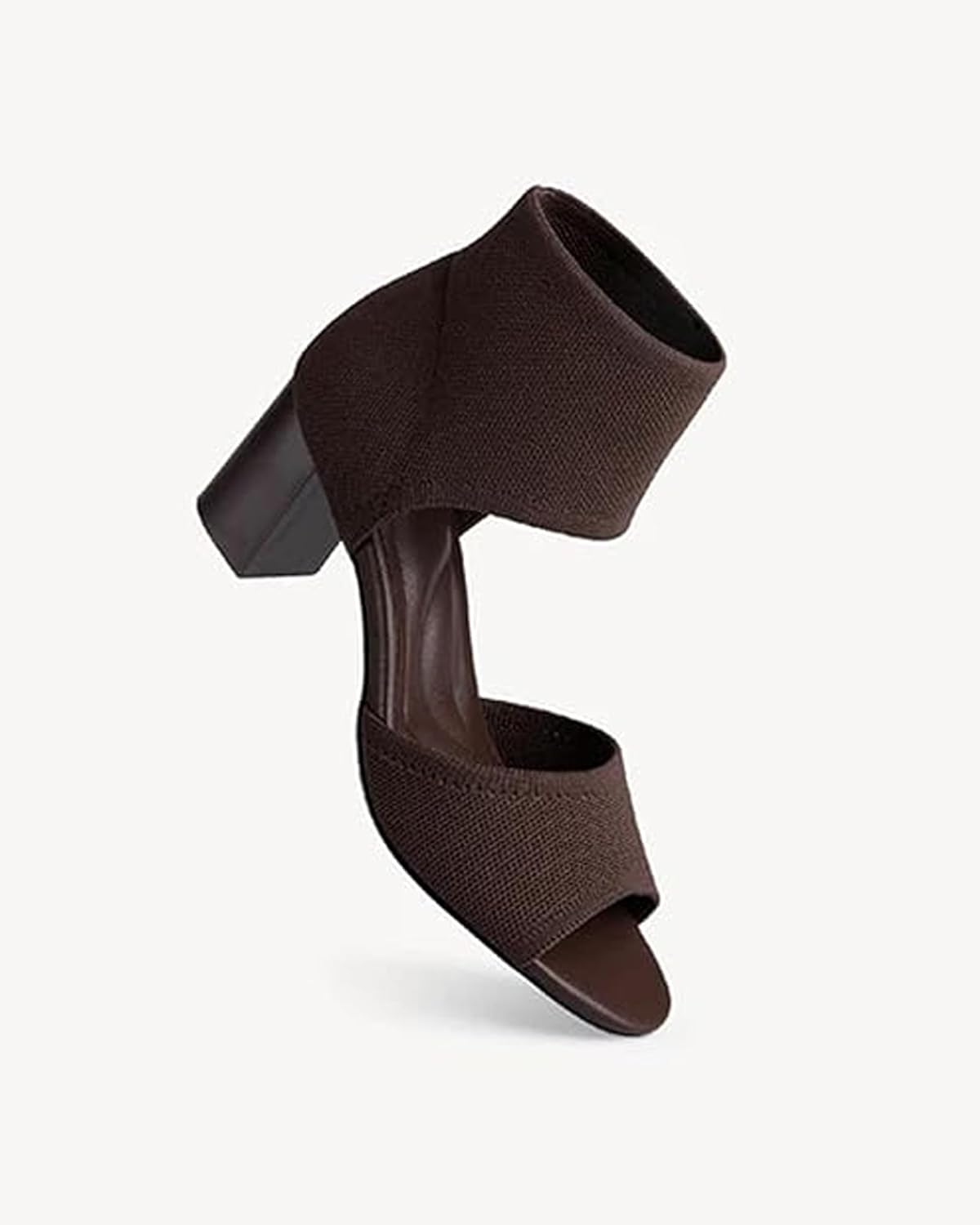 NEWBELLA Women's Knit Ankle Strap Block Heel Sandals - Image 4