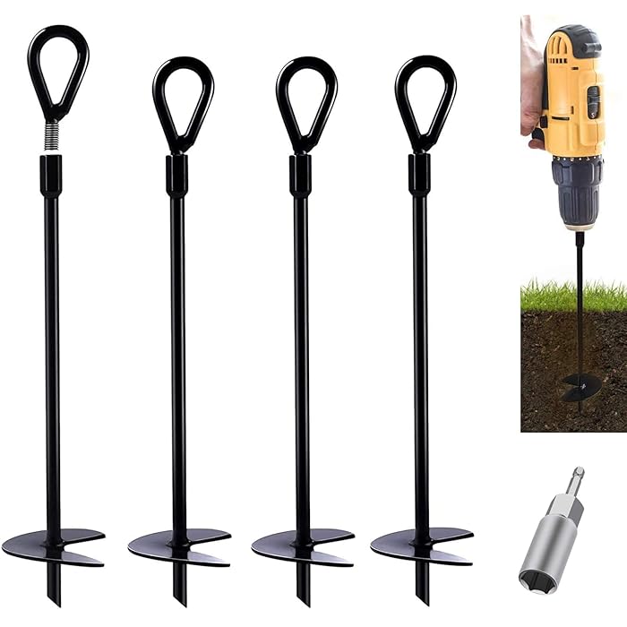 Buy 4 Pcs Heavy Duty Ground Anchors, 15 Inch Auger Earth Anchor Auger