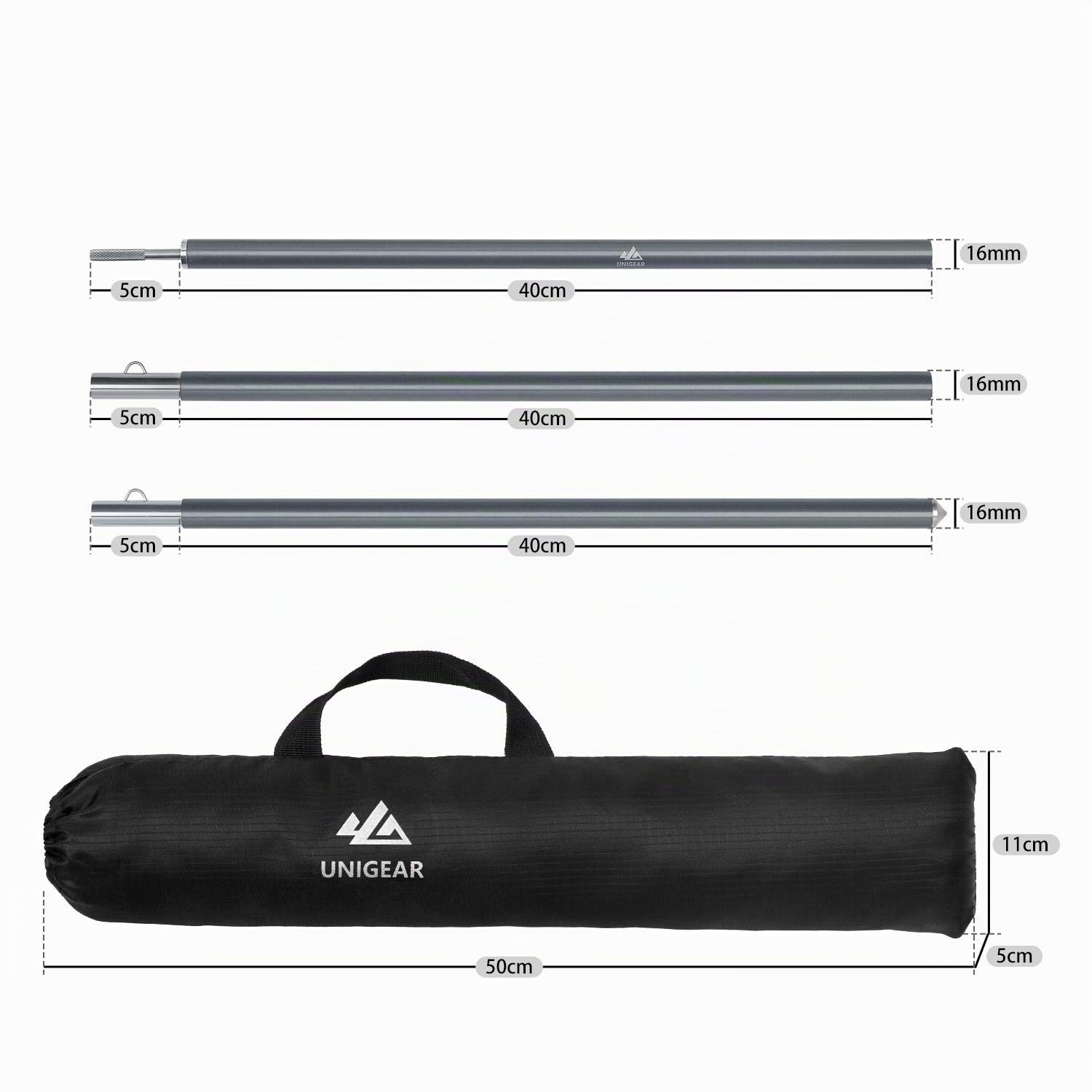Unigear Lot de 2 Poteaux pour Toile Ombrage Réglables de 40-240cm