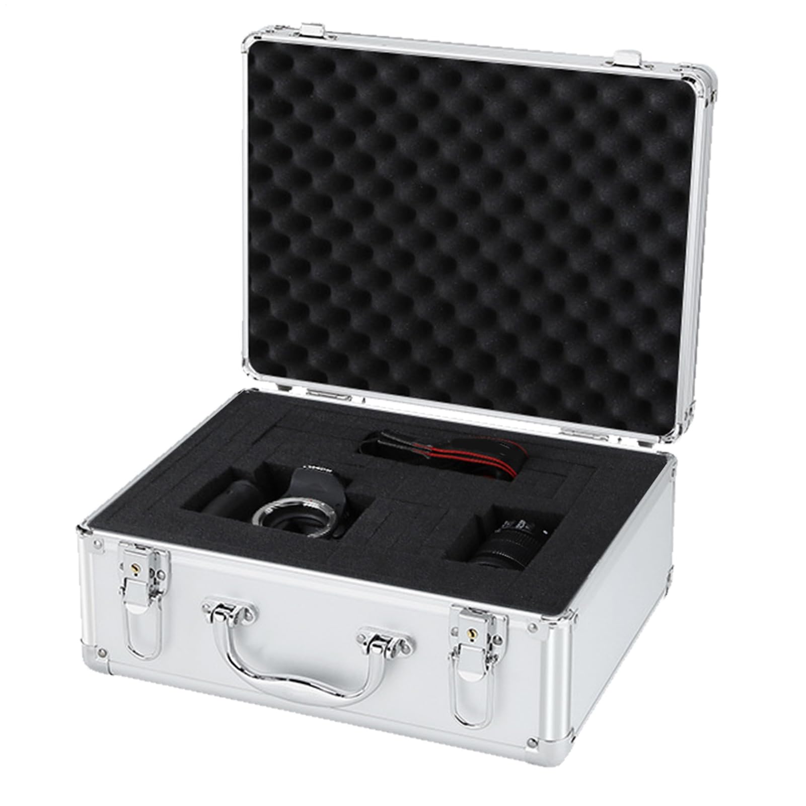 Maleta rígida impermeable, estuche de transporte de aluminio de aluminio | Estuche protector multifunción para documentos, cerradura de seguridad para cámara, esponja incorporada