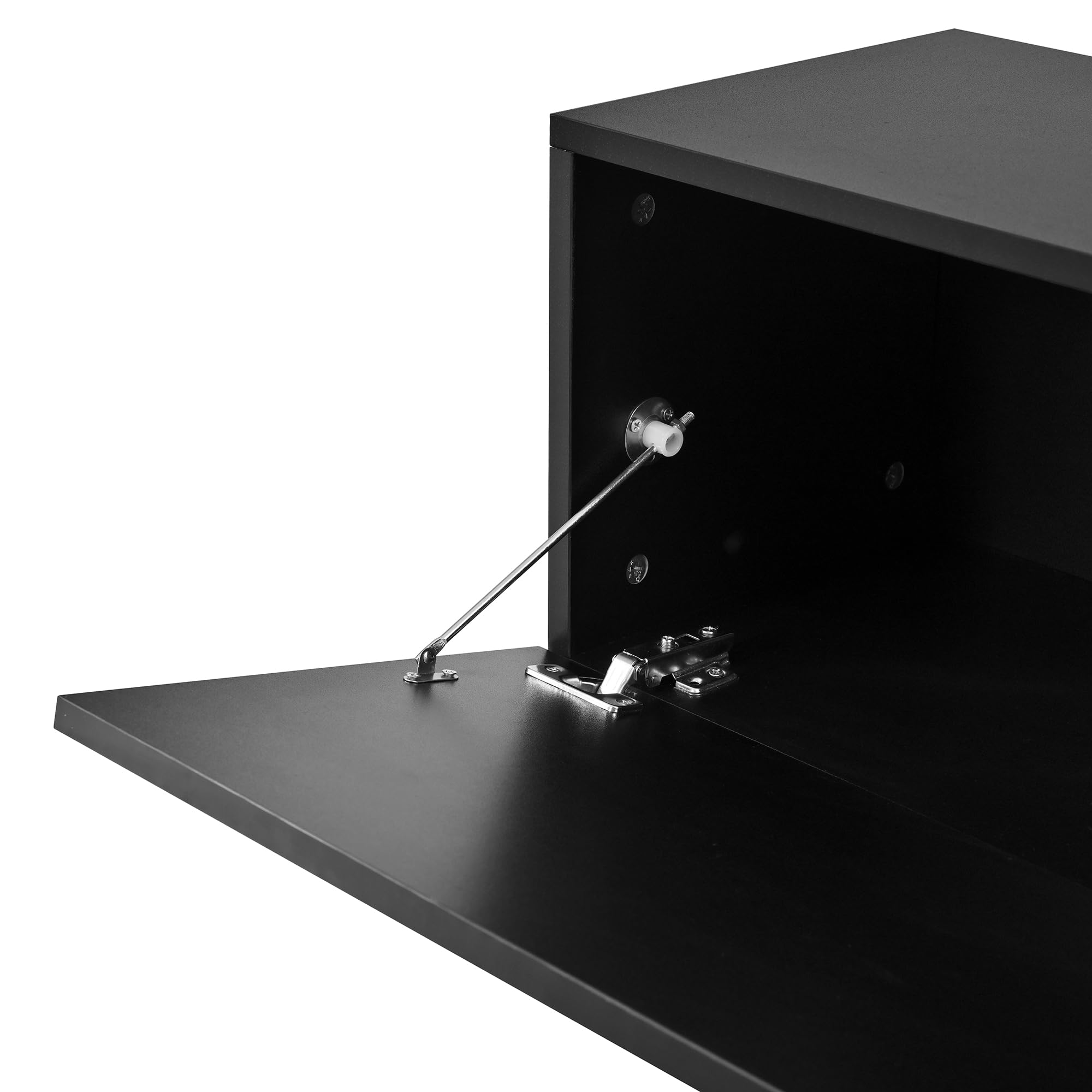 Moimhear Mueble de TV con iluminación LED, control por aplicación, banco para TV, estante transparente, color negro