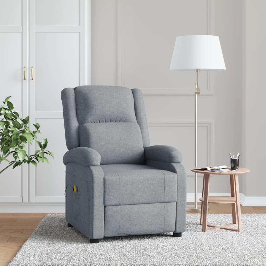 IKAYAA Sillón de Masaje Sillón Relax Reclinable con Mando a Distancia 6 Zonas de Masaje Sillon Reclinable Sillón Relax Sillón de TV de Tela Gris Claro