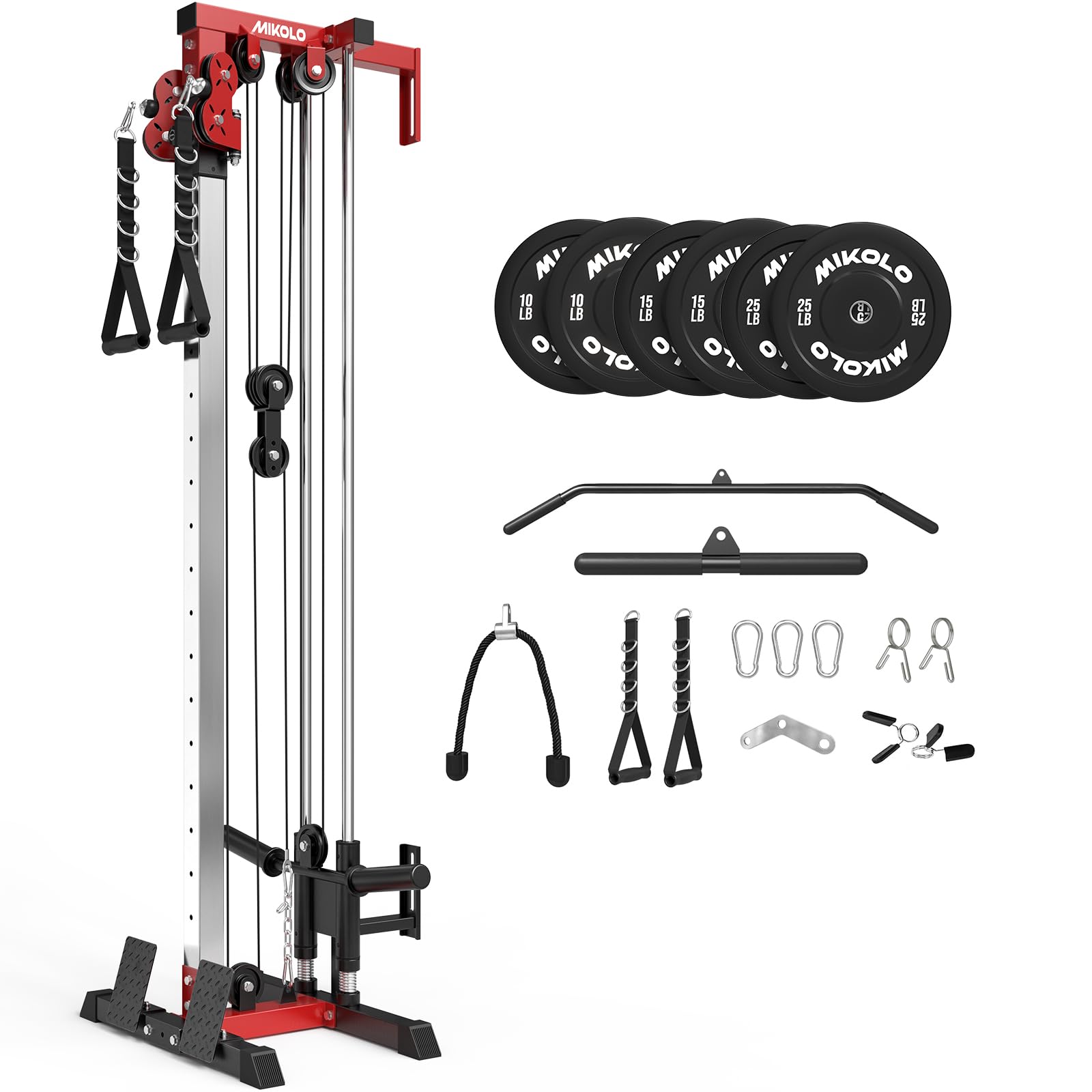 Mikolo Wall Mount Cable Station, Cable Crossover Machine with Dual Pulley System and 19/27 Adjustable Positions for Home Gym Fitness Equipment