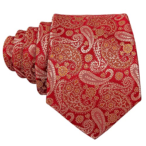 Image of Barry.Wang Men Tie Set Floral Paisley Silk Necktie Pocket Square Cufflinks Formal Wedding Party Business