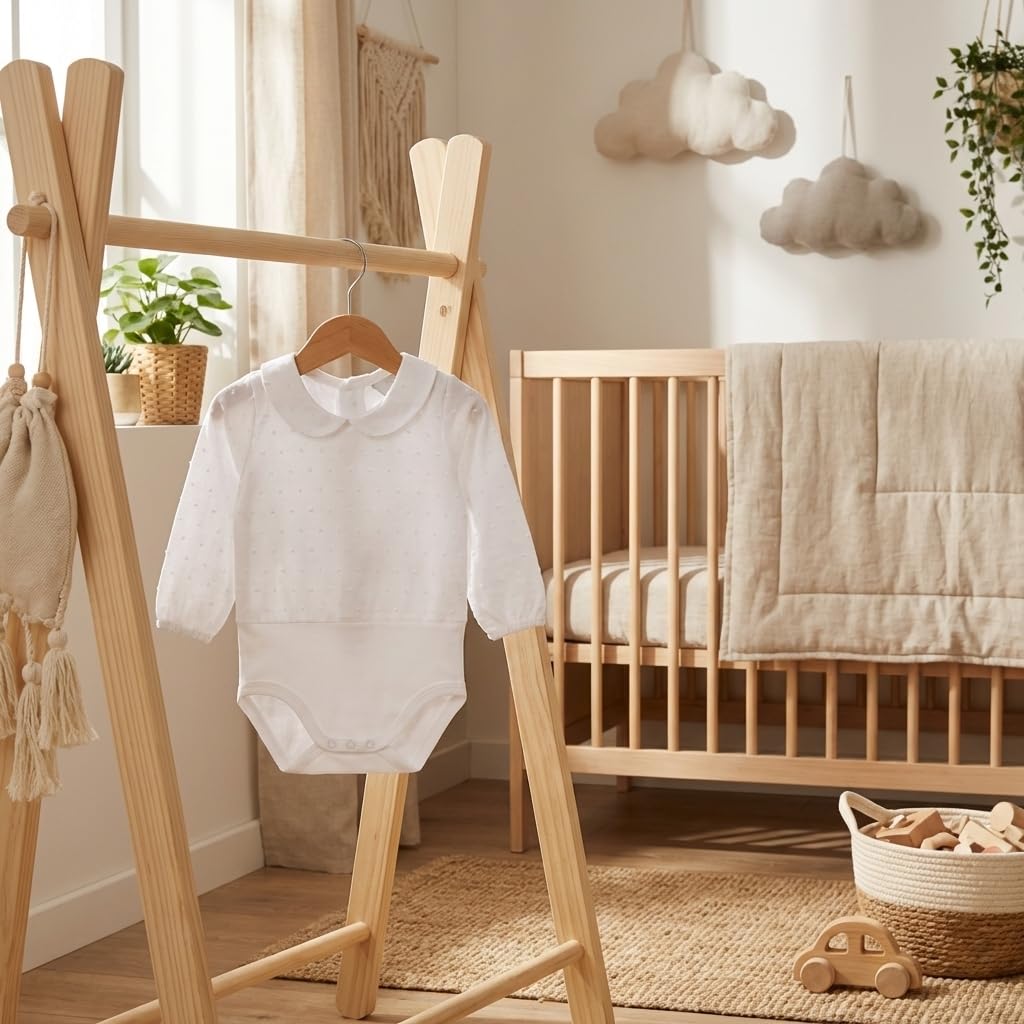 BABIDU Body Neonato Manica Lunga 100% Cotone Plumetti, Set Tessuto Morbido Traspirante e Anallergico per Pelli Sensibili, Body Collo Neonato, Abbigliamento Unisex Neonato e Bambina