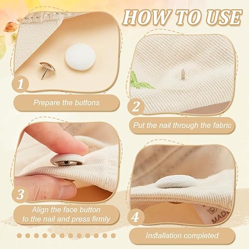 Miniatura 4 de BENECREAT 32 juegos de gorras de béisbol de 0.67 pulgadas con botones de repuesto en la parte superior, botón de sombrero cubierto de tela blanca