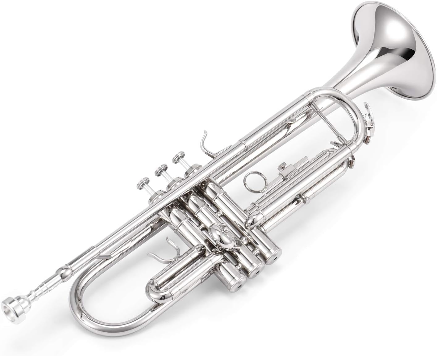 Eastar Bb Trumpet Standard Trumpet Set for Student Beginner with Hard Case, Cleaning Kit, 7C Mouthpiece and Gloves, Brass Bb Trumpet Instrument, Nickel, ETR-380N : Musical Instruments