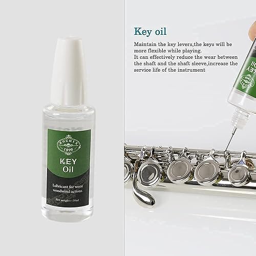 Miniatura 4 de Kit de limpieza para el cuidado del limpiador de flauta, kit de mantenimiento, aceite clave, grasa de corcho, hisopo, paño de limpieza, cepillo de