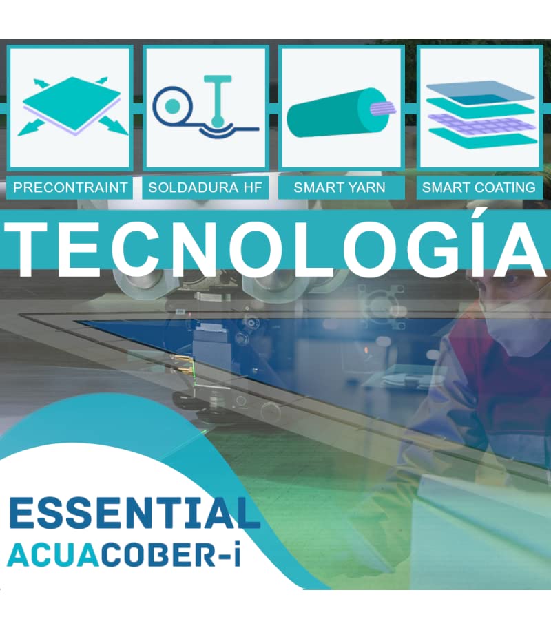 Acuacober-i Essential Cobertor Invierno Funda para Piscina de 3.00 x 3.00 m - Medidas totales Lona: 3.30 x 3.30 m/Color Exterior: Azul/Interior: Negro/GARANTÍA: 3 años