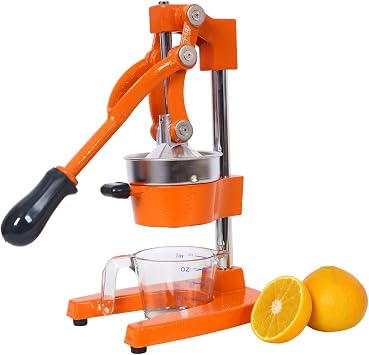 Extra-Large Commercial Grade Cast Iron Citrus Juicer, Heavy Duty Manual Hand Press Countertop Squeezer for Fresh Orange, Grapefruit & Citrus Juice Orange