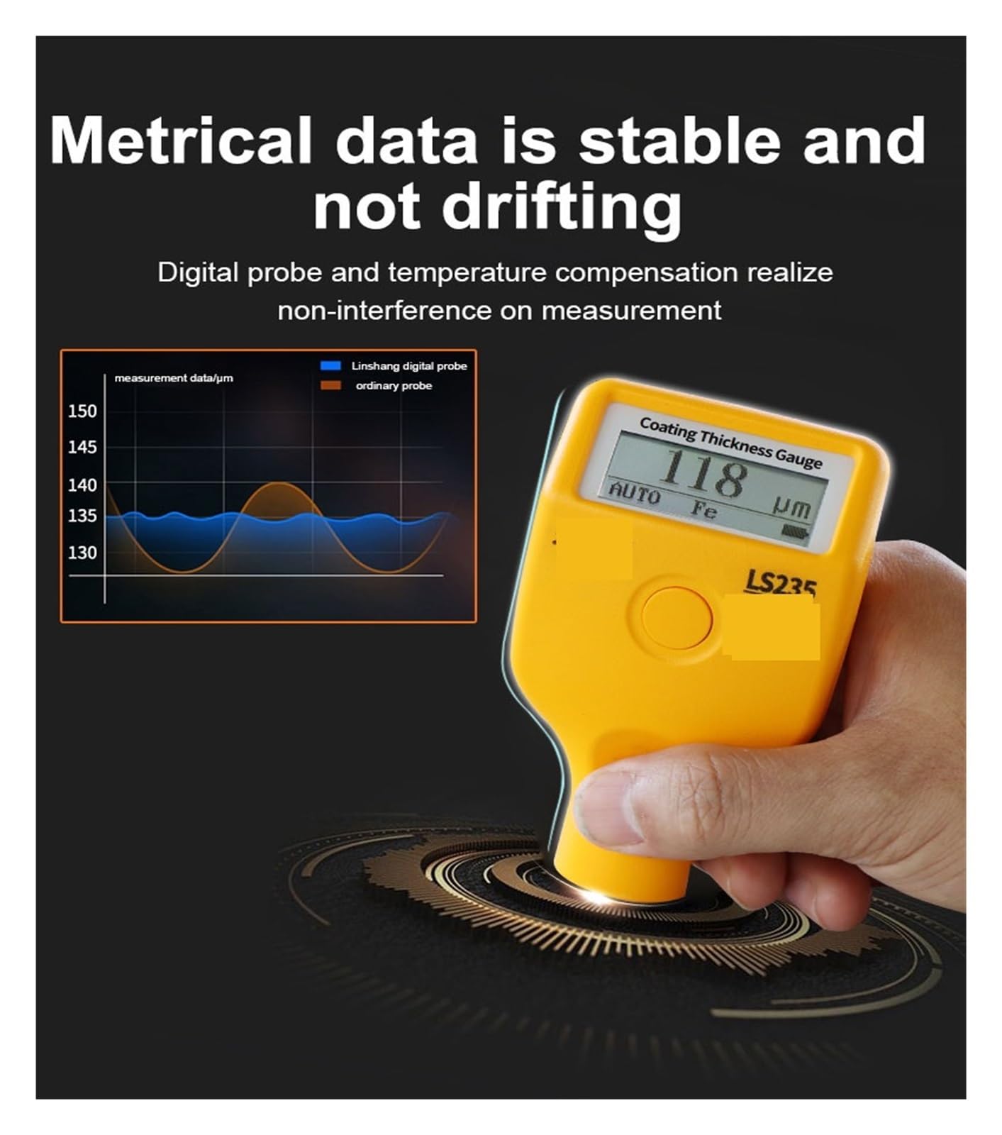 Spessimetro Vernice, LS235 Misuratore di spessore del rivestimento Automotive Paint Meter for carrozzeria in alluminio Fe Strato galvanizzato metallico