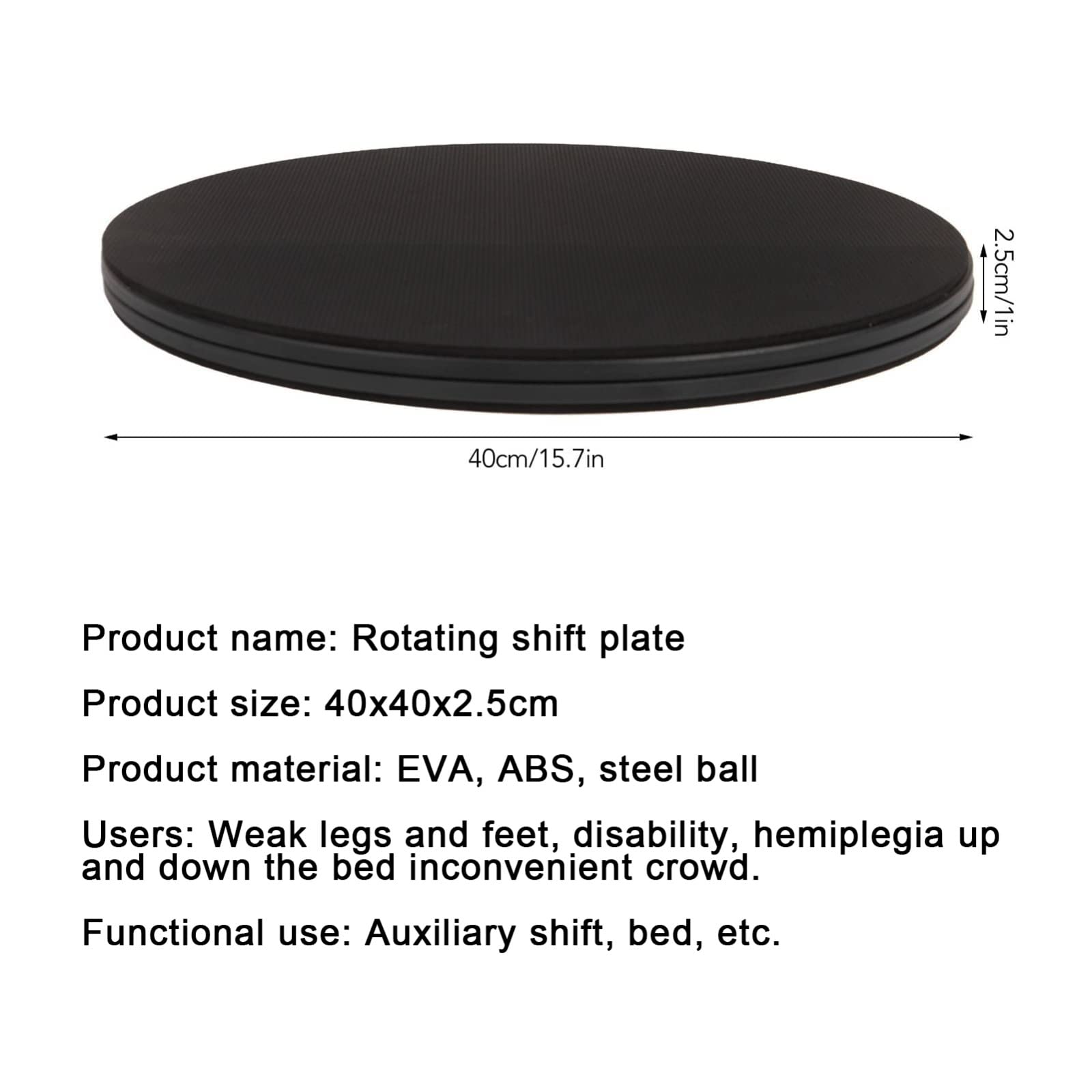 Disco De Transferencia De Pacientes,Plato Giratorio Con Rotación Continua De 360°,Disco De Transferencia Antideslizante,Ayuda Para Trasladar 40.5 Cm Ayuda De Tablas Deslizantes