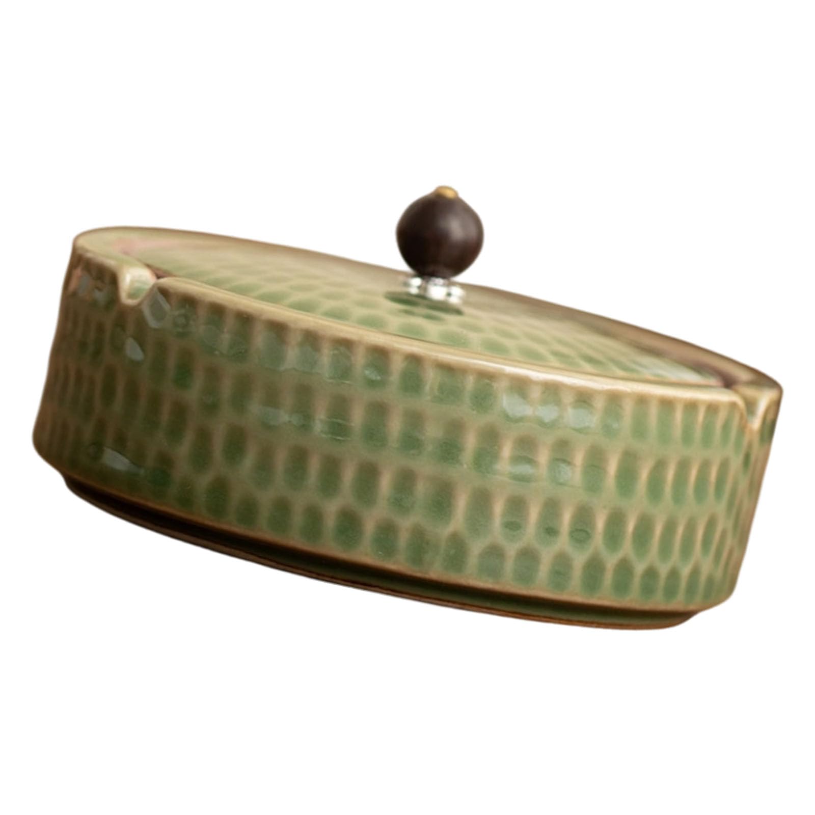 XIGACGEH Large Creative Ceramic Ashtray with Lid Round Shape Hammered Texture Ashes Holder for Home Teahouse Decoration Ceramic Ashtray with Lid