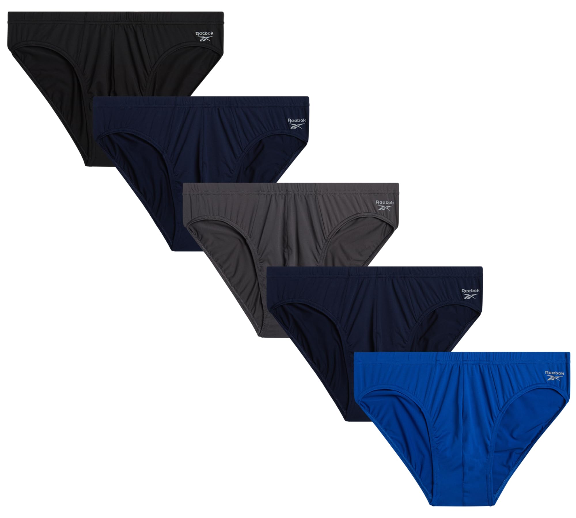 ReebokMens Underwear Briefs - 5 Pack Quick Dry Soft Stretch Low Rise Briefs for Men - Performance Mens Athletic Underwear