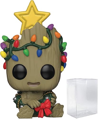 POP Marvel: Holiday - Figura de vinilo de Groot para niños pequeños con corona de Funko (paquete con funda protectora de caja compatible)