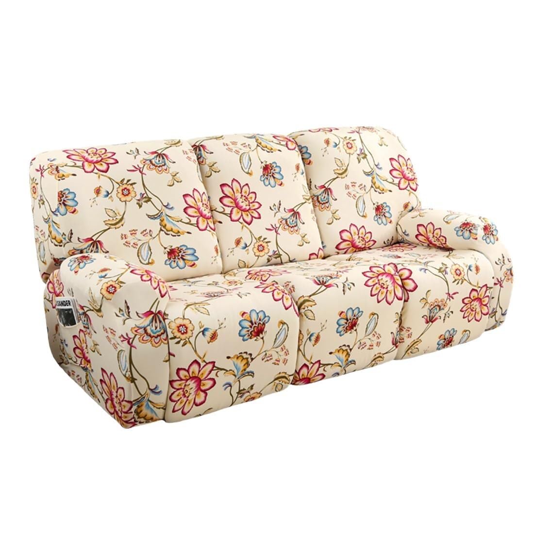 Uyeoco Boys #1 4/6/8 Piece Recliner Chair/Sofa Slipcover With Pockets 2/3/1 Seat Recliner Stretch Sofa Covers Lazy Chair Cover Reclining Couch Slipcover Fallon Collection Slipcover For Recliner With Elastic Bott