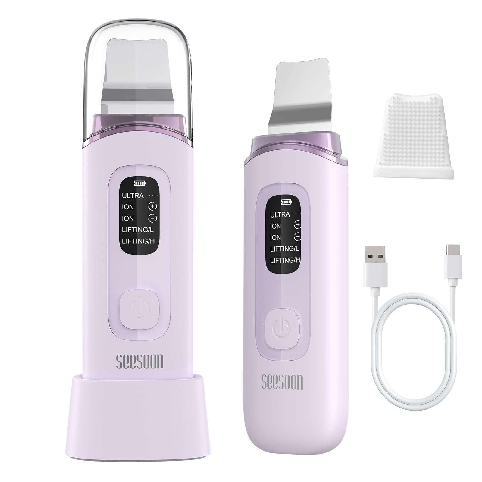 Espátula de limpieza facial para la piel con 4 modos, pantalla LCD, IPX7 impermeable para eliminación de puntos negros y limpieza profunda de poros