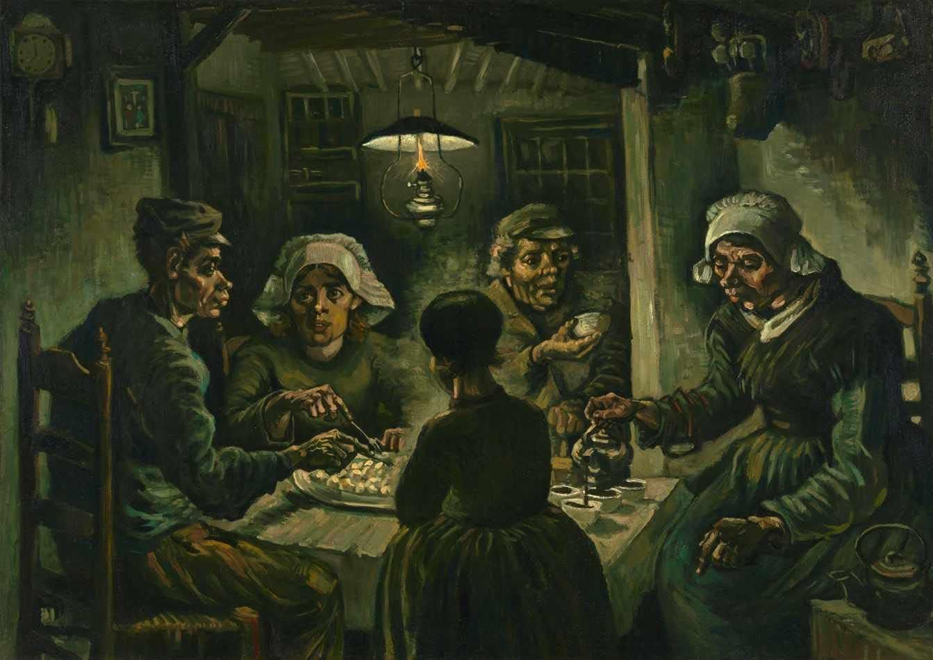 Os Comedores de Batata (1885) de Vincent van Gogh 75x105 Tela Canvas Para Quadro