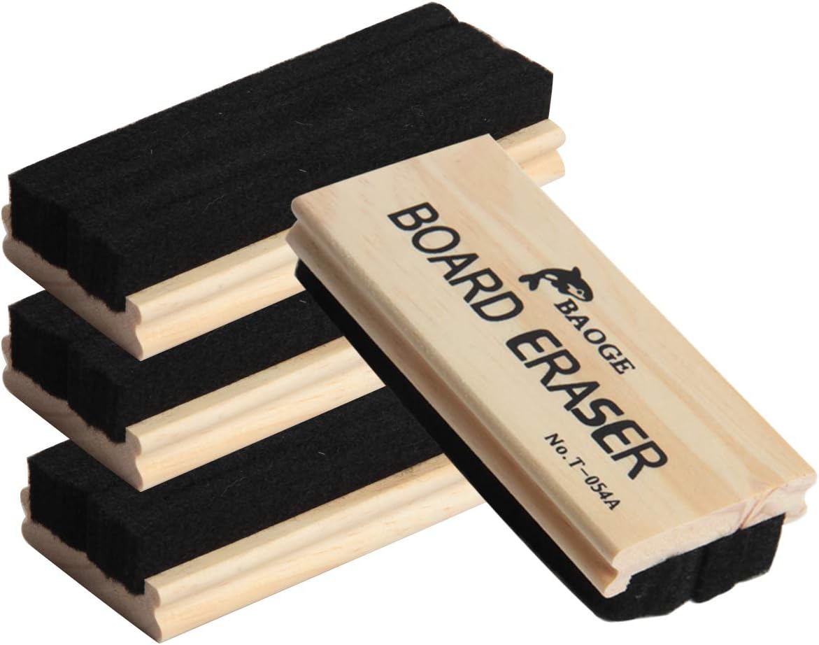 Ira Pollitt 4 Pack Premium Wool Felt Eraser Chalkboard Erasers, Dustless Wood Chalkboard Eraser Blackboard Chalk Eraser Black Board Eraser Duster for Office School Teachers and Kids
