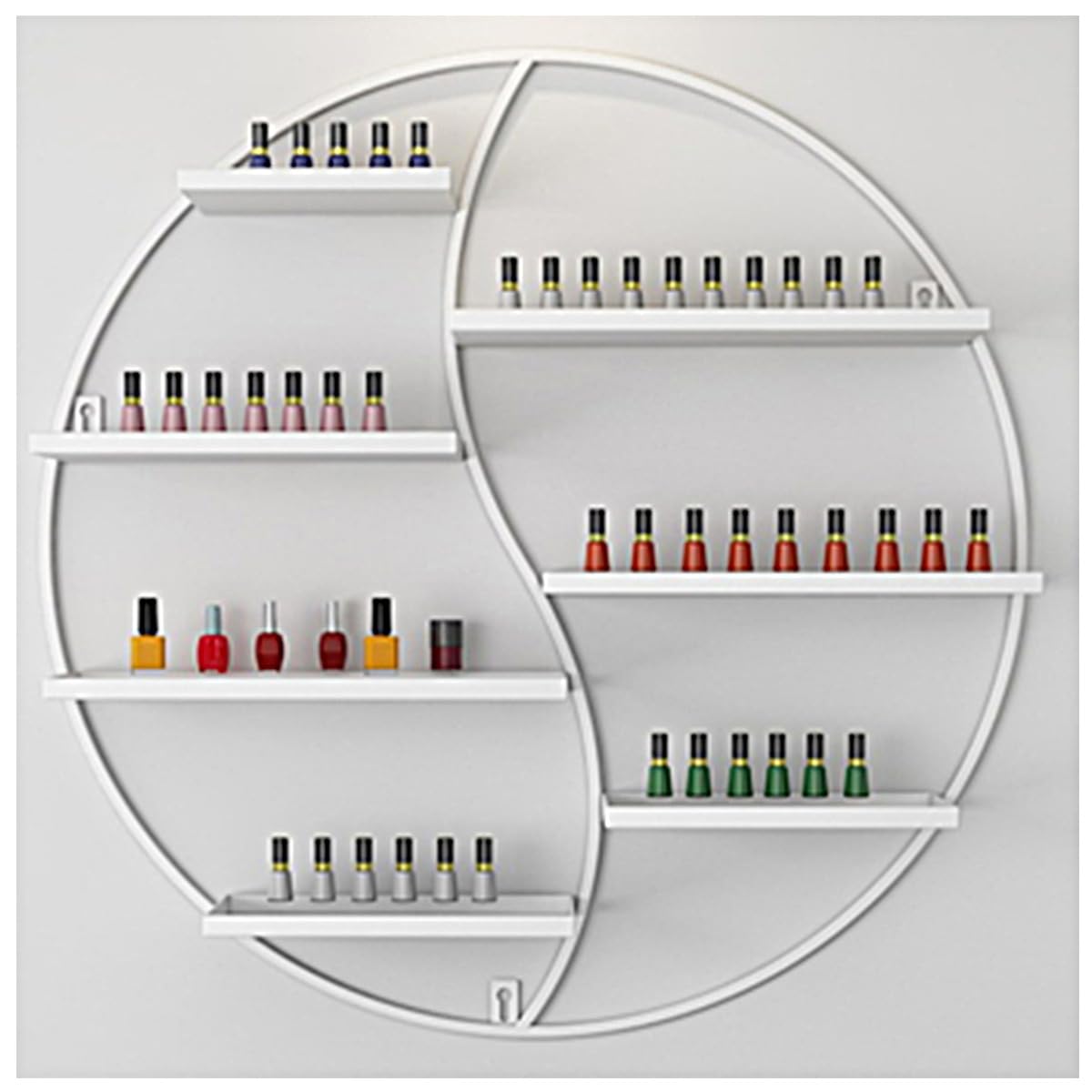 Organizador de esmaltes de uñas de Pared: Soporte de esmaltes de uñas de Pared, Soporte Redondo de Varios Niveles para perfumes y aceites Esenciales, Estante de Almacenamiento de Metal para