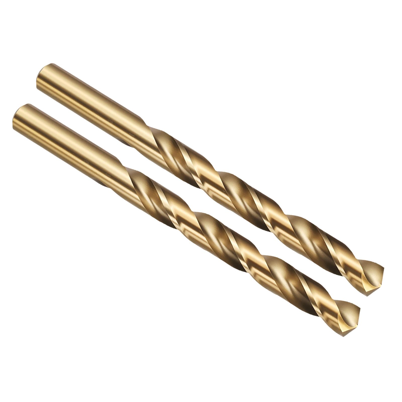 PATIKIL 15/32" Drill Bit, M42 8% Cobalt High-Speed Steel Jobber Straight Shank 135° Gold Finish for Hard Metal High-temperature Titanium Alloy - 2 Pack