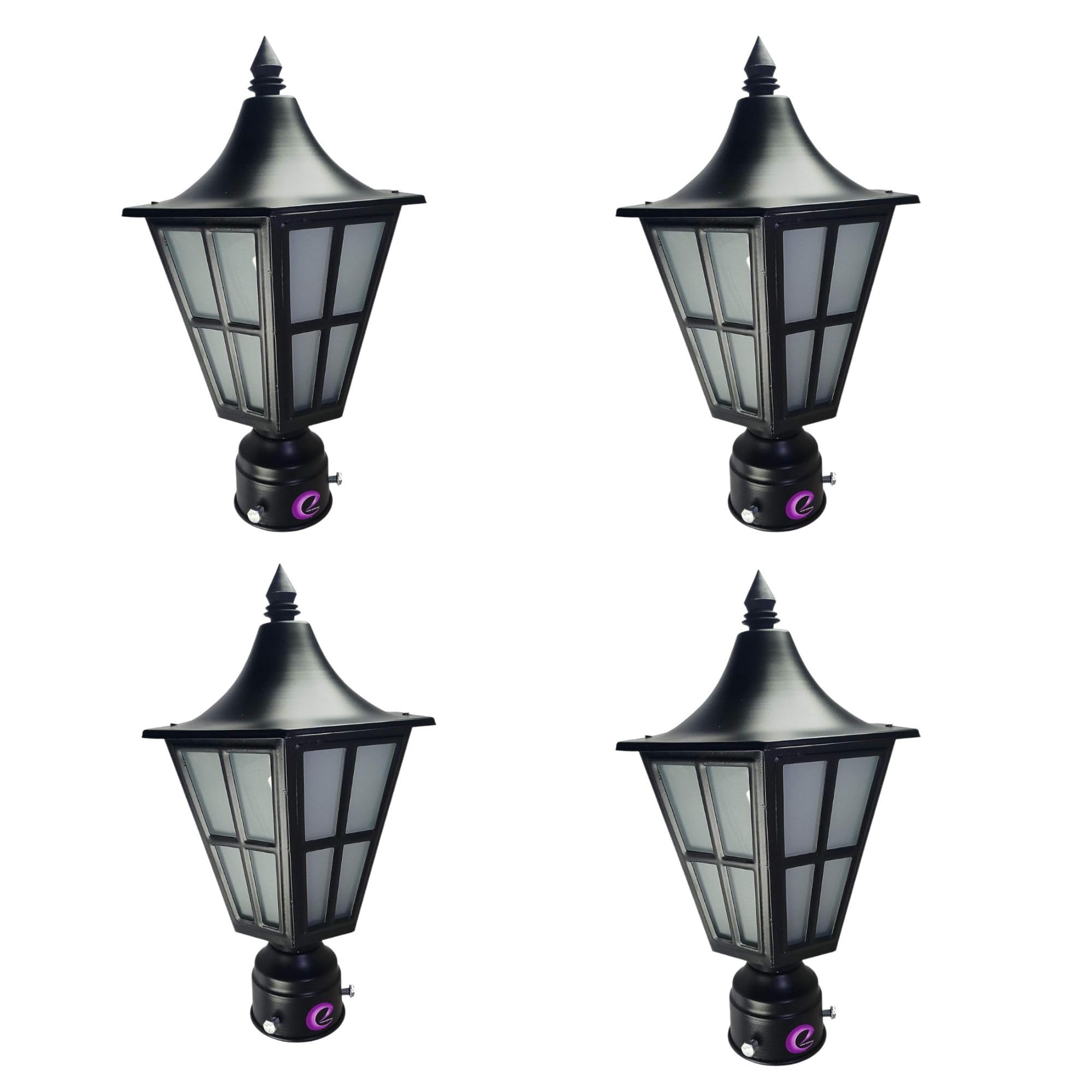 GreyWings Black Metal & Glass Gate Light for Main Gate Pillar, Outdoor Waterproof Garden Pillar Lamp, (Bulb not Included) Small Pack of 4-image-36