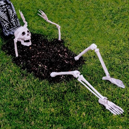 PREXTEX Skeleton Coming Out of The Ground - Life-Sized Unique Groundbreaker Skeleton Stakes for Outdoor Yard Halloween Decorations - Realistic Spooky Skeleton in Front Lawn Garden