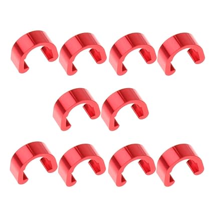 OFKLADE 10Pcs Aluminium C Clip Cable Housing Hose Guide for Bike MTB Road Red