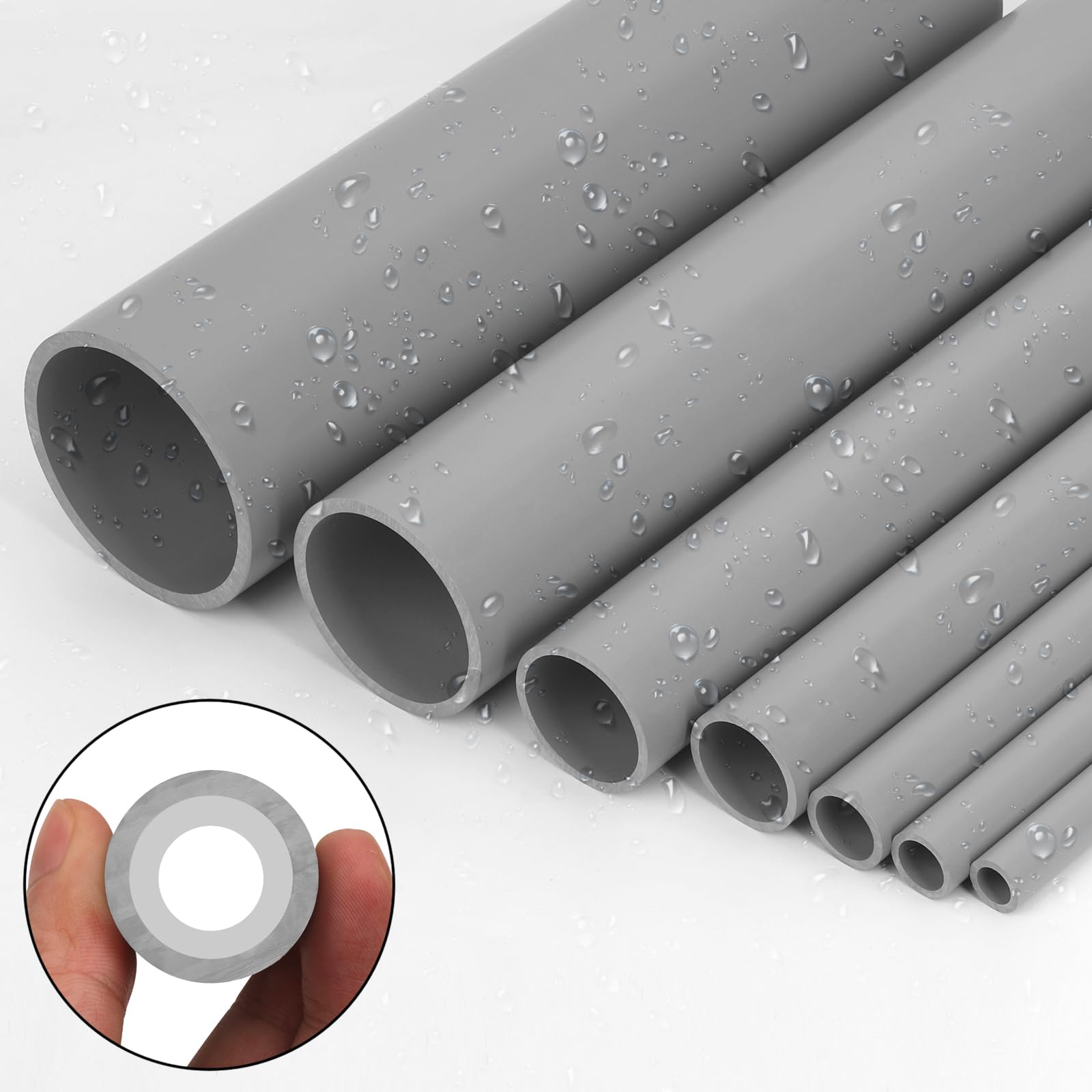 6 Stück 1,27 cm graue elektrische Leitungen, PVC-Rohr, 43,2 cm lang, Sch40, starres PVC-Rohr, runde Rohre, Hardware-Schläuche für Zuhause, Heimwerker, elektrische Verkabelung, Installation