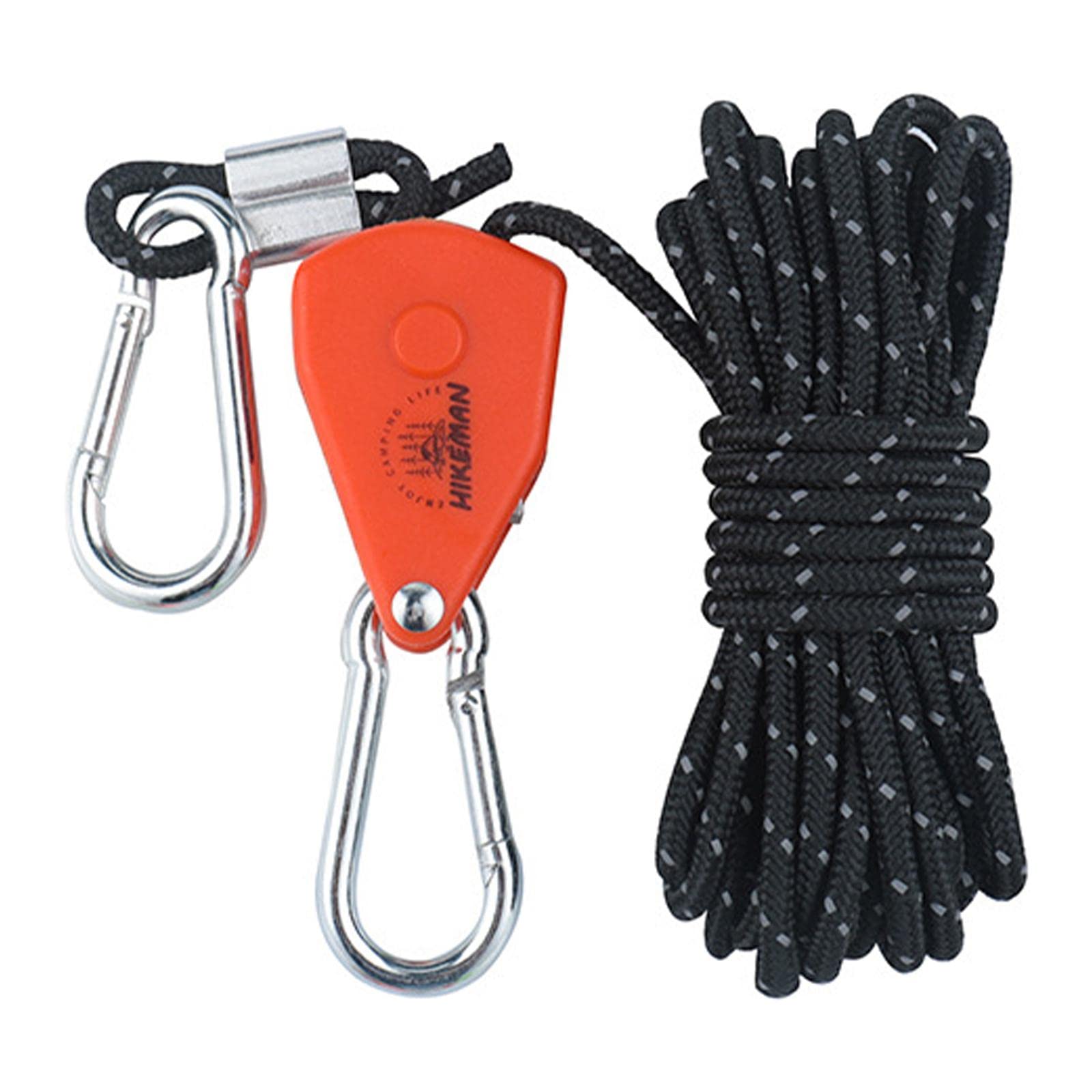 Pulley Ratchet Rope Hanger Reflective Wind Rope Tensioner for Camping Hiking 4mm 4m Black Outdoor Sports | Camping & Hiking | Tents & Canopies | Tent & Canopy Accessories-image-6