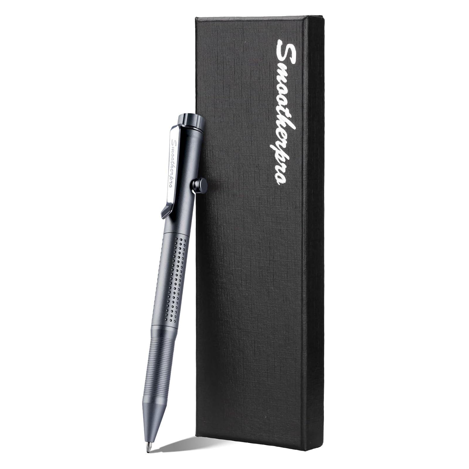 SMOOTHERPRO Bolt Action Aluminum Pen | Ballpoint and Pencil in One with Graphite Alloy Tip Retractable Twist Design | Compatible with Parker Refill | for Office Sketching Journaling (APG02) | Grey