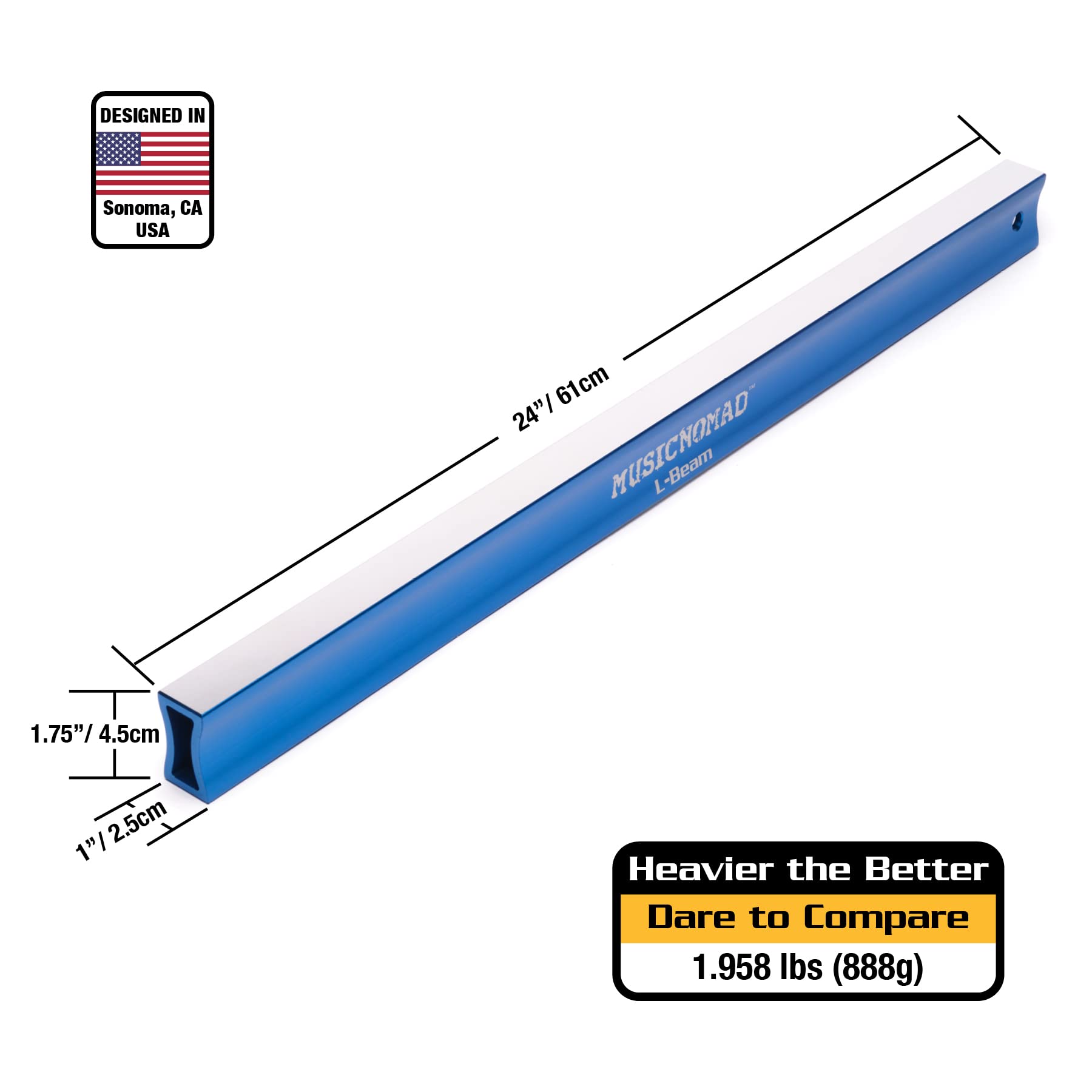L-Beam, poziomica progowa do szlifowania basu - 61 cm