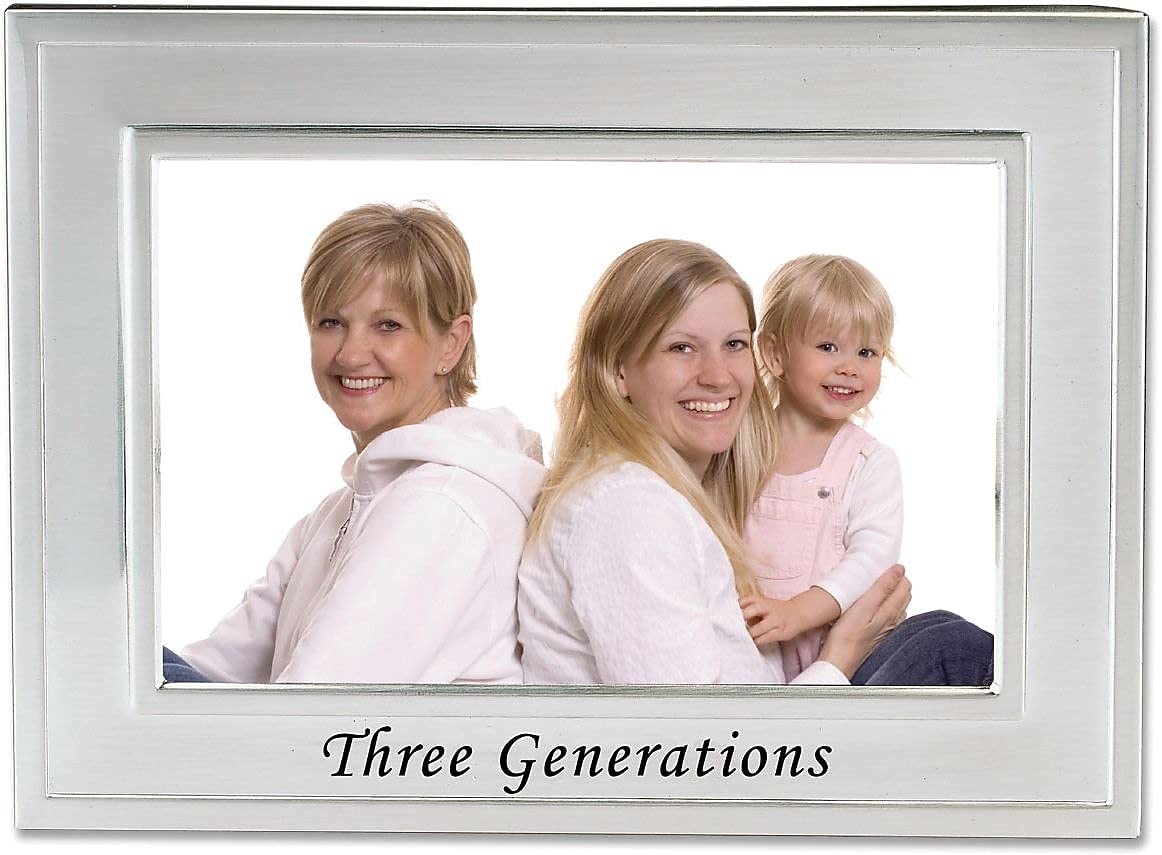Lawrence Frames Sentiments Collection, Brushed Metal 4 by 6 Three Generations Picture Frame