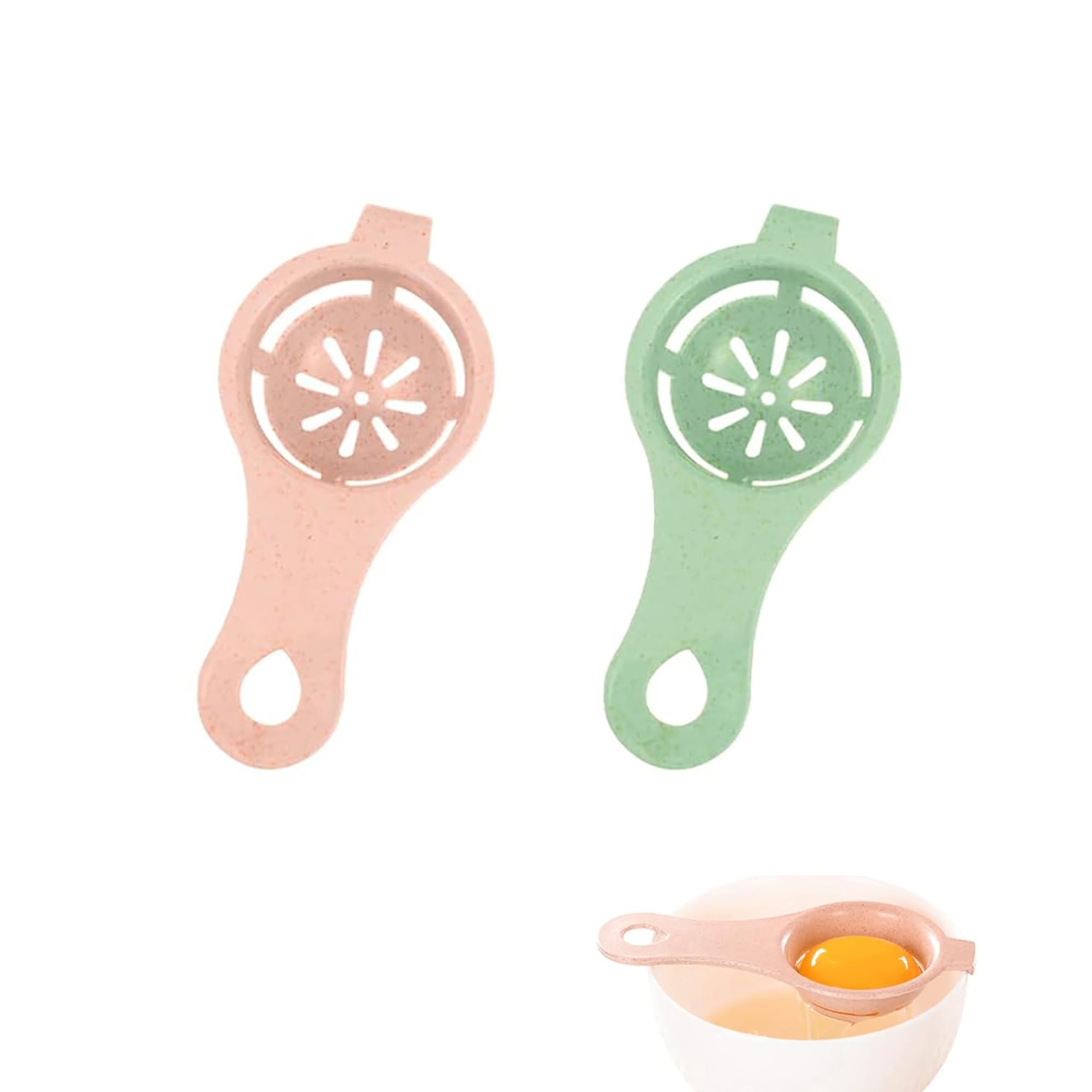 MADHYA Food Grade Egg Yolk Separator Egg White Separator Easy to Use Egg White and Yolk Separator for Baking, Egg Divider, Kitchen Gadget Cooking Baker Tool Egg Extractor, Random Color, Pack of 2