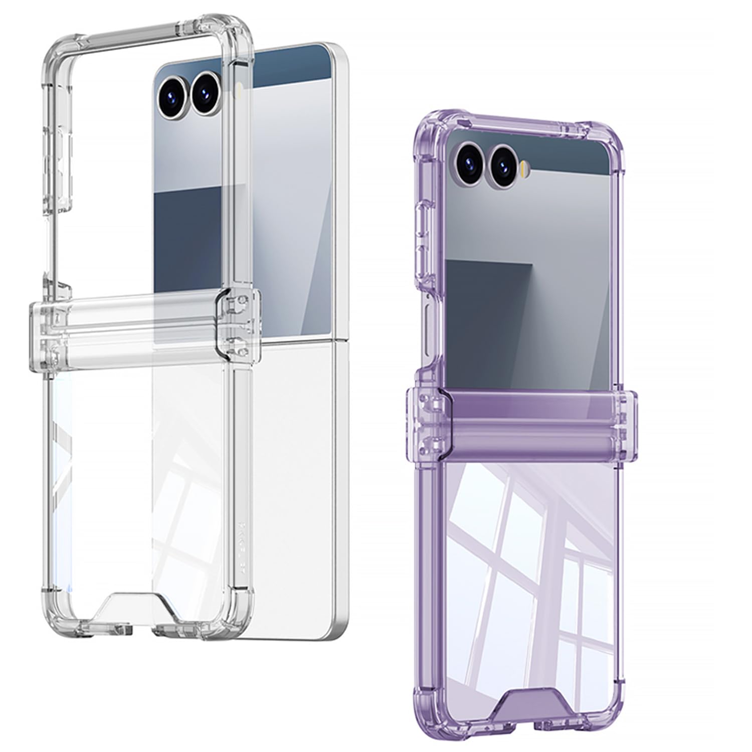 COQUE Étui pour Samsung Flip 7, Bumper Transparent Housse de Protection avec [Anti-jaunissement] [Couvercle à charnière] Airbag Anti-Chute de Téléphone pour Samsung Galaxy Z Flip 7 5G-Rose