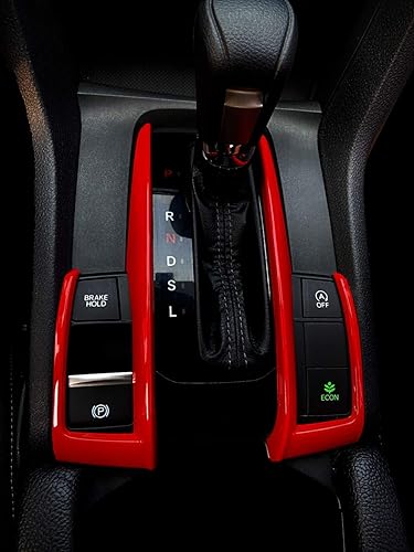 Miniatura 2 de 2 calcomanías ABS color rojo para cubierta del marco del panel de cambios para Honda 10 generación Civic 2016 2017 2018 2019 2020 2021