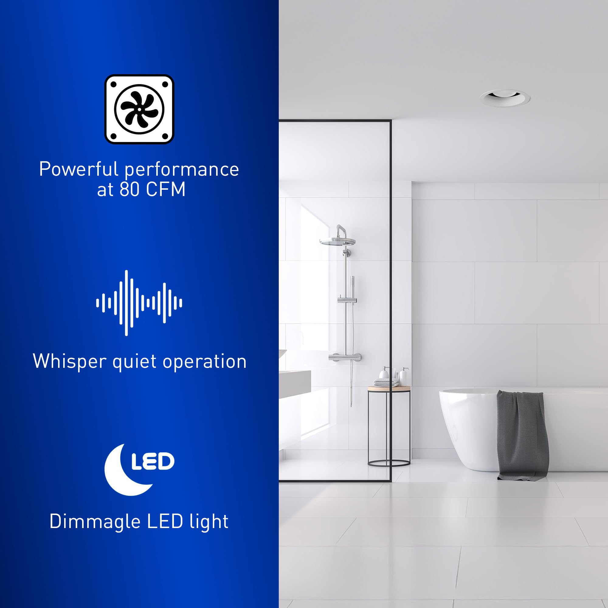 Panasonic FV-08VRE2 WhisperRecessed 80 CFM Bathroom Fan, Black