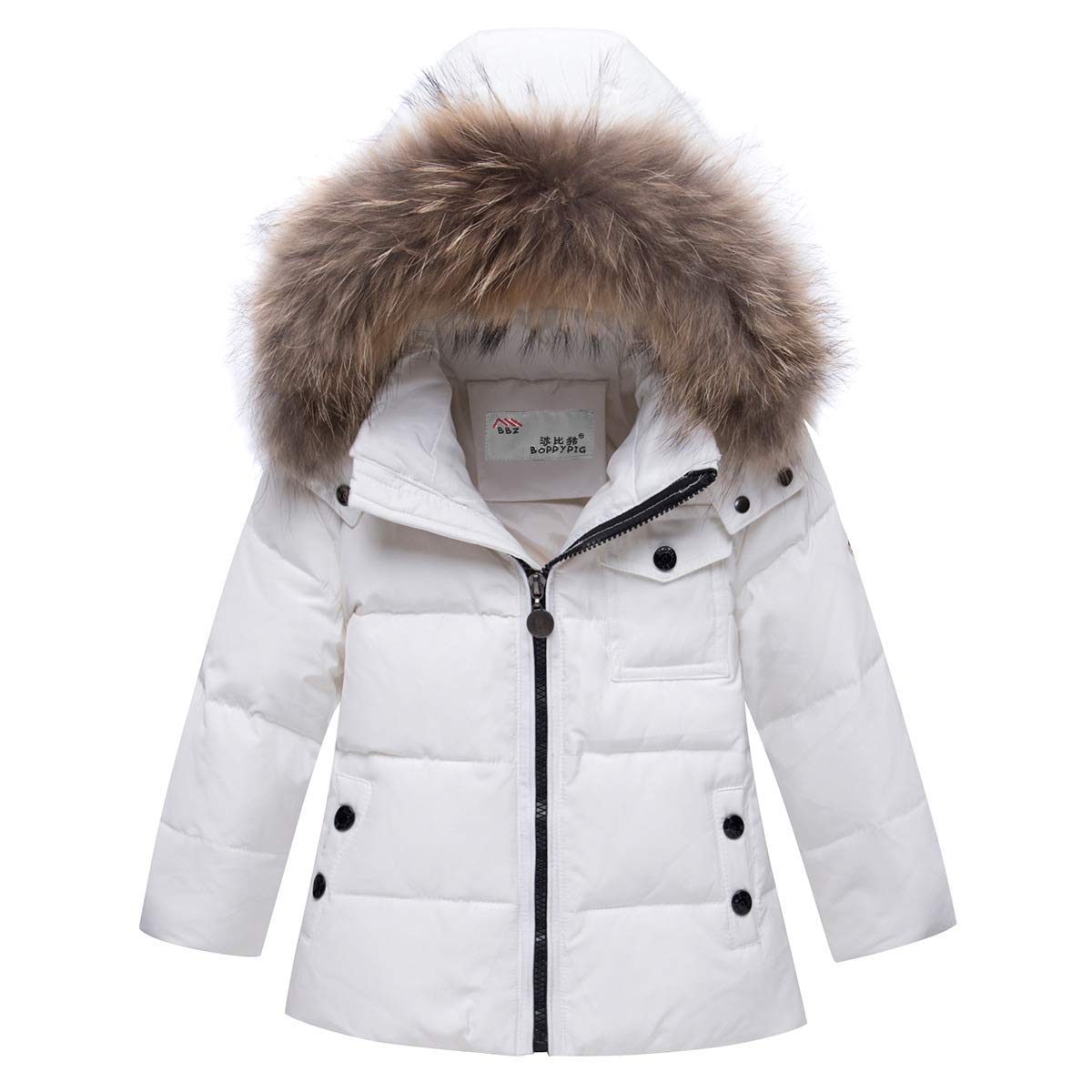 Jueshanzj Kids Down Ski Suit Winter Puffer Jacket Snow Bib Pants 2-Piece Set White 3-4T