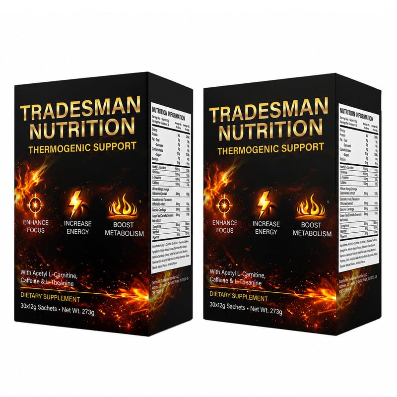 TRADESMAN NUTRITION Shred Thermogenic Support Powder for Men Boosts Energy & Focus and Promotes Metabolism 30 Sachets