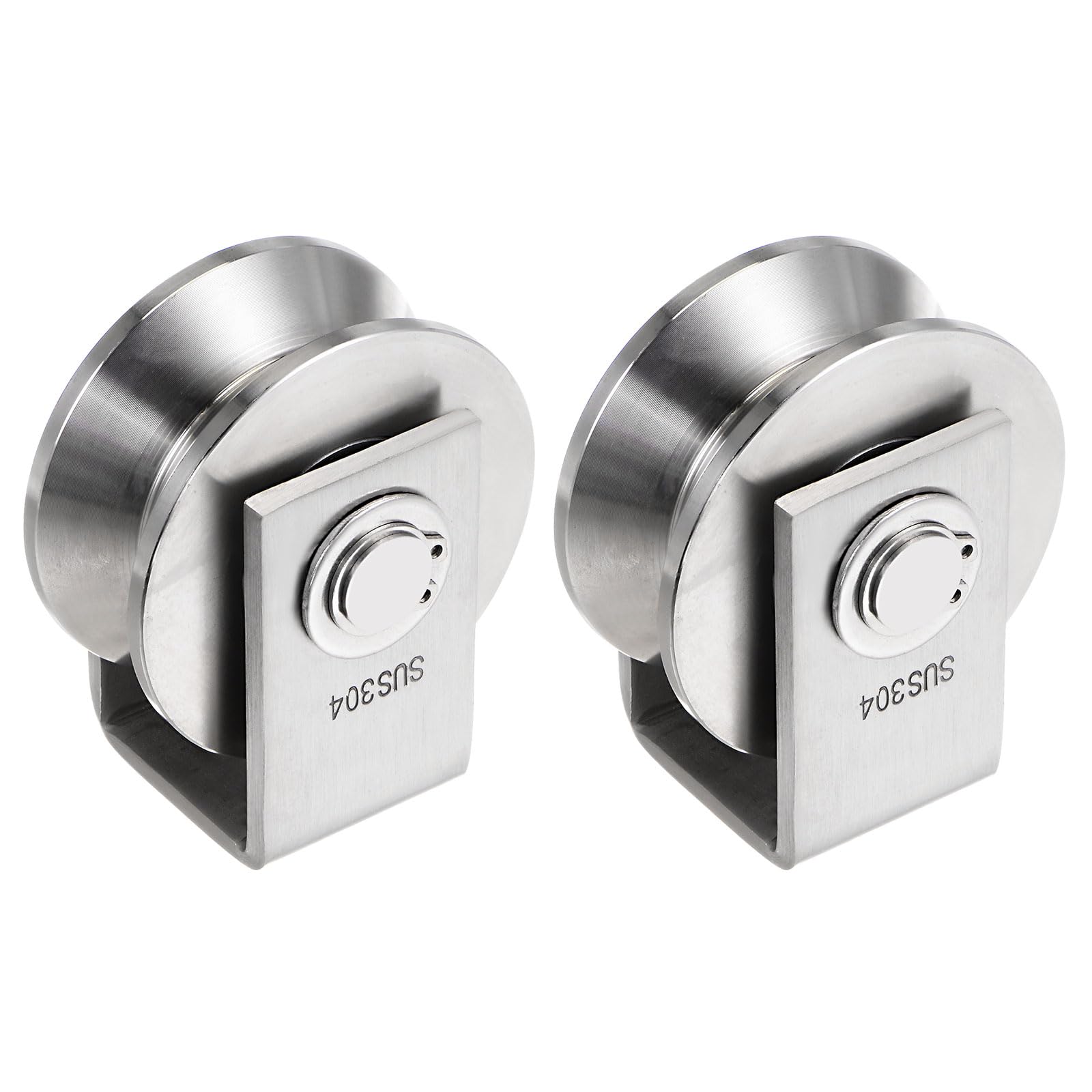 2pcs 2.7" V Groove Wheel Sliding Gate Caster, Rigid Caster Wheels with Bracket for Inverted 0.87" V-Track, 1102 lbs Capacity Per Wheel, for Garage Door, Lifting, Industrial Machine