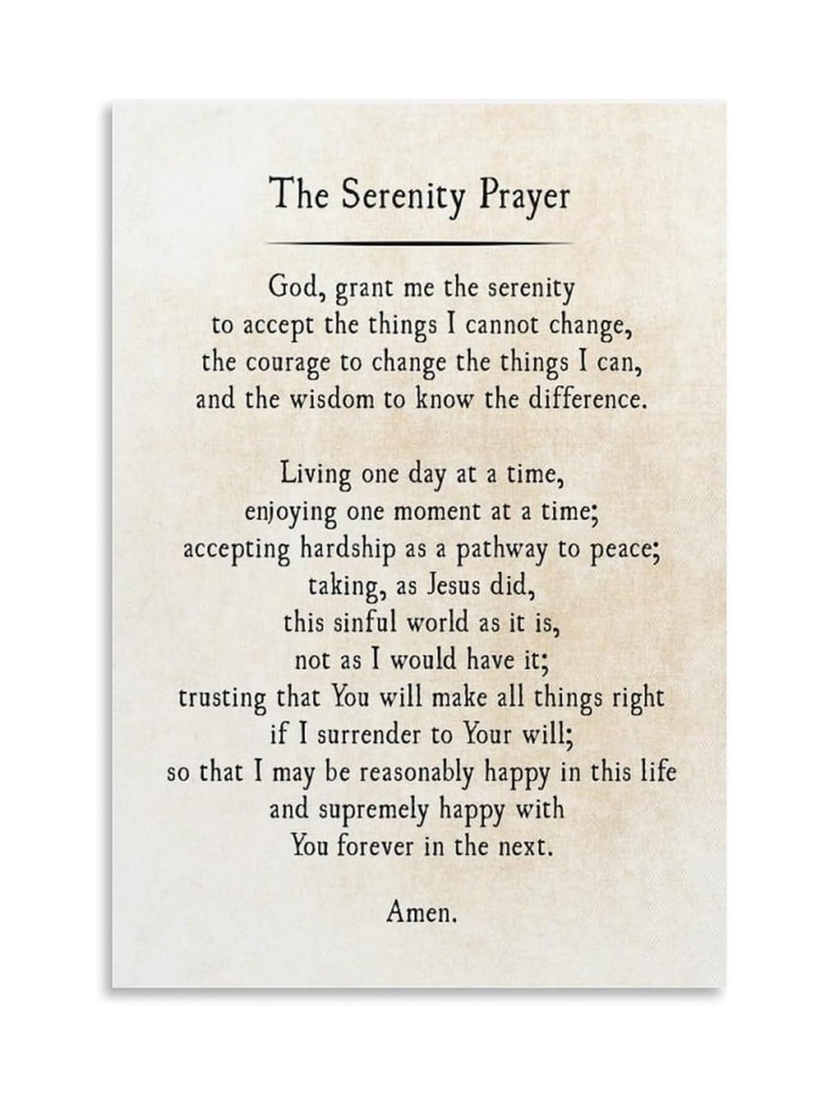 LLBOGRGGN The Serenity Prayer Canvas - Motivational Christian Poem Wall-Art, Hope & Recovery Decor for Home Counseling Office(Framed,16X24inch(40X60cm))