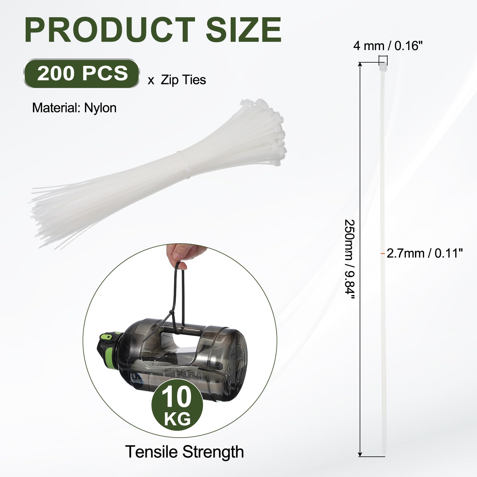 PATIKIL Zip Ties 10 Inch - Image 2