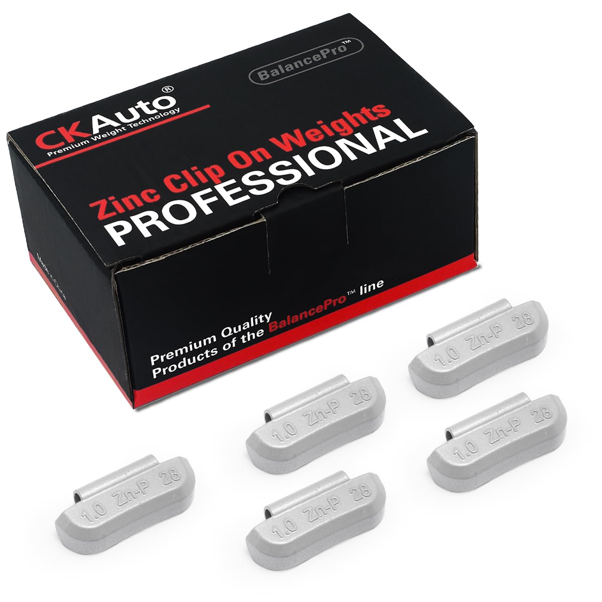 CKAuto P Series Zinc Clip on Wheel Weights 1oz, Coated, 25Pcs/Box Fit for Steel Wheel