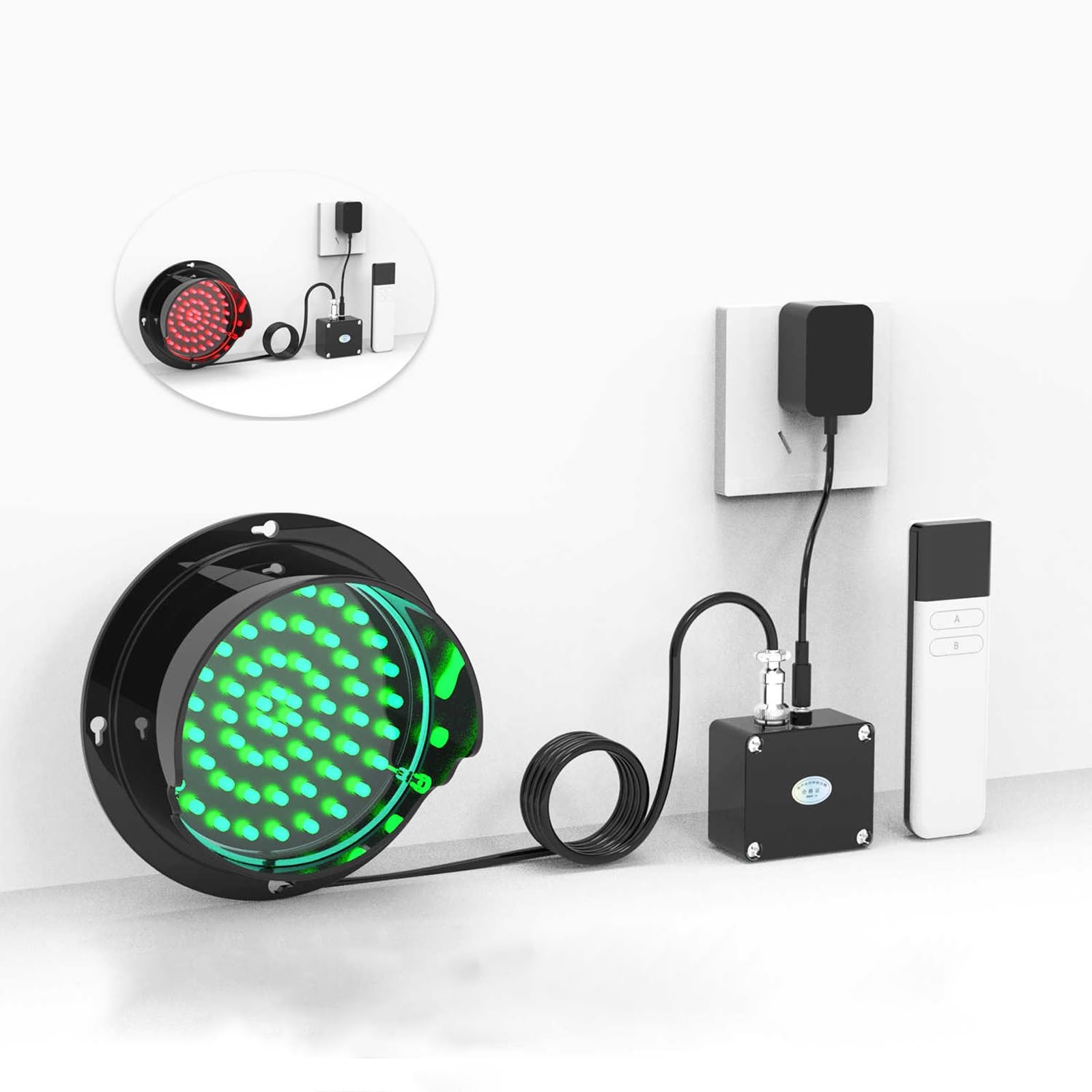 Gtzly Semaforo Telecomandato, Semaforo Rosso/Verde, Lampada da Parete a LED con Telecomando, Indicatore Luminoso Alloggiamento for PC, Alloggiamento for PC(300mm/12in)