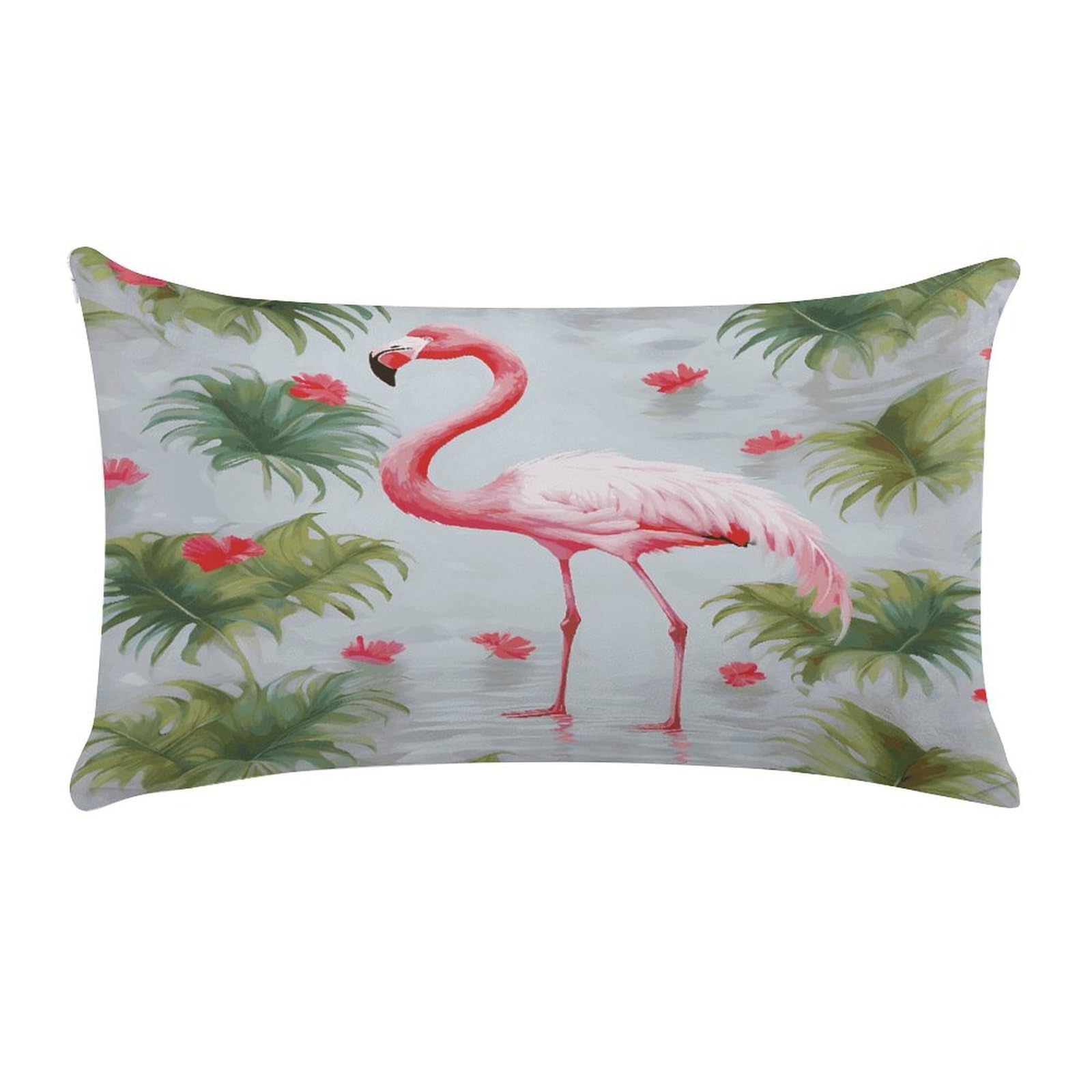 LDGSUPH White Flamingo Throw Pillow Cover with Zipper Long Throw Pillow Case Anti-Fading Pillow Protector Super Soft Decorative Cushion Case Exquisite Plush Pillowcase12 X 20 in