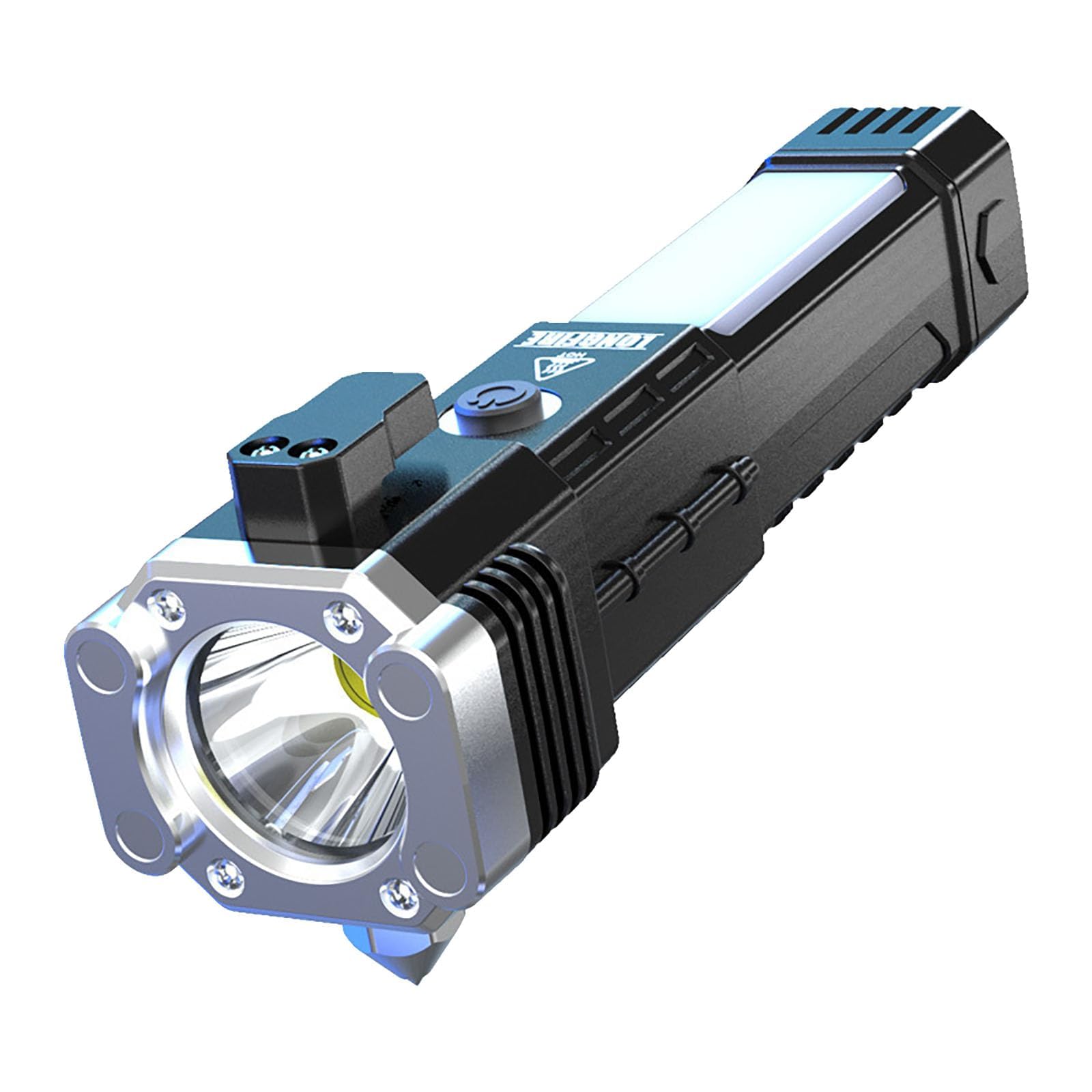 Ducncon Multifunctional LED Flashlight, Car Rescue Torch with Hammer Window Glass and Seat Belt Cutter Built Portable Rechargeable-picture-24